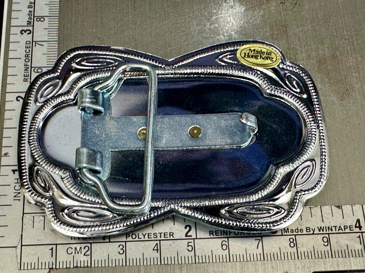 Beautiful NOS Horse head through lucky horseshoe - Two tone belt buckle