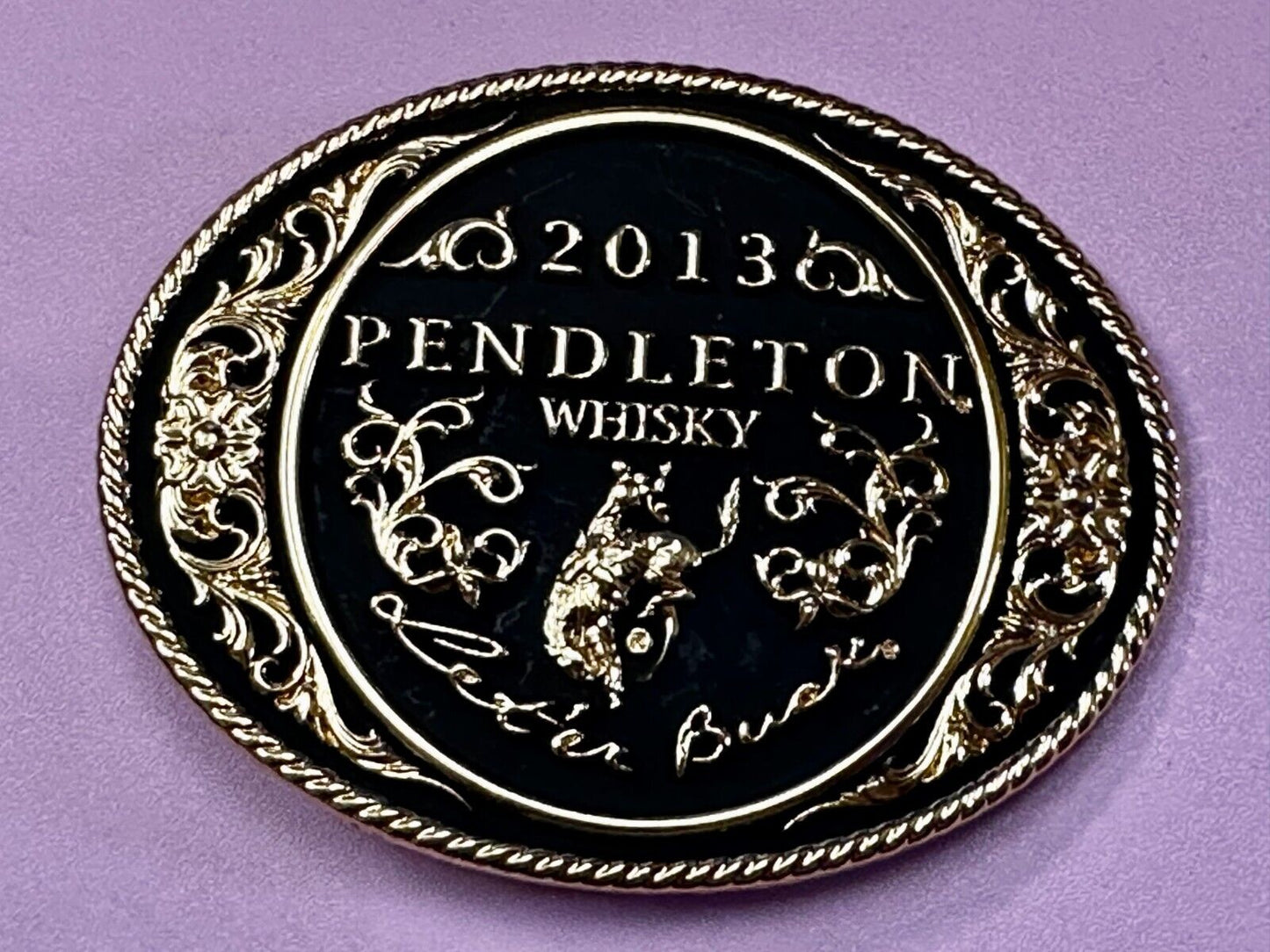 2013 Pendleton Whiskey Let'er Buck Rodeo Cowboy Montana Silversmiths Belt Buckle