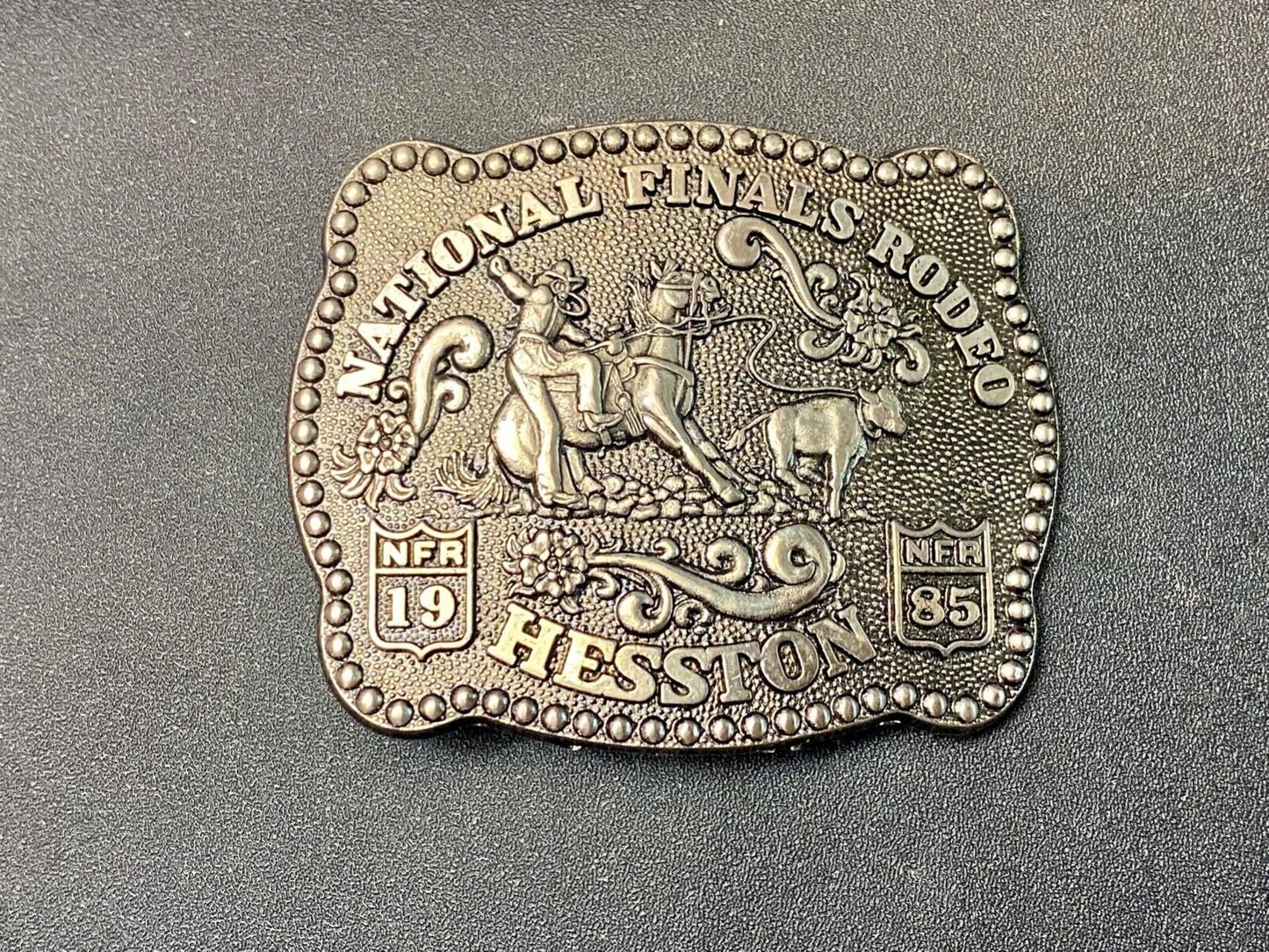 1985 Hesston Youth size third edition Nation Finals Rodeo NFR belt buckle