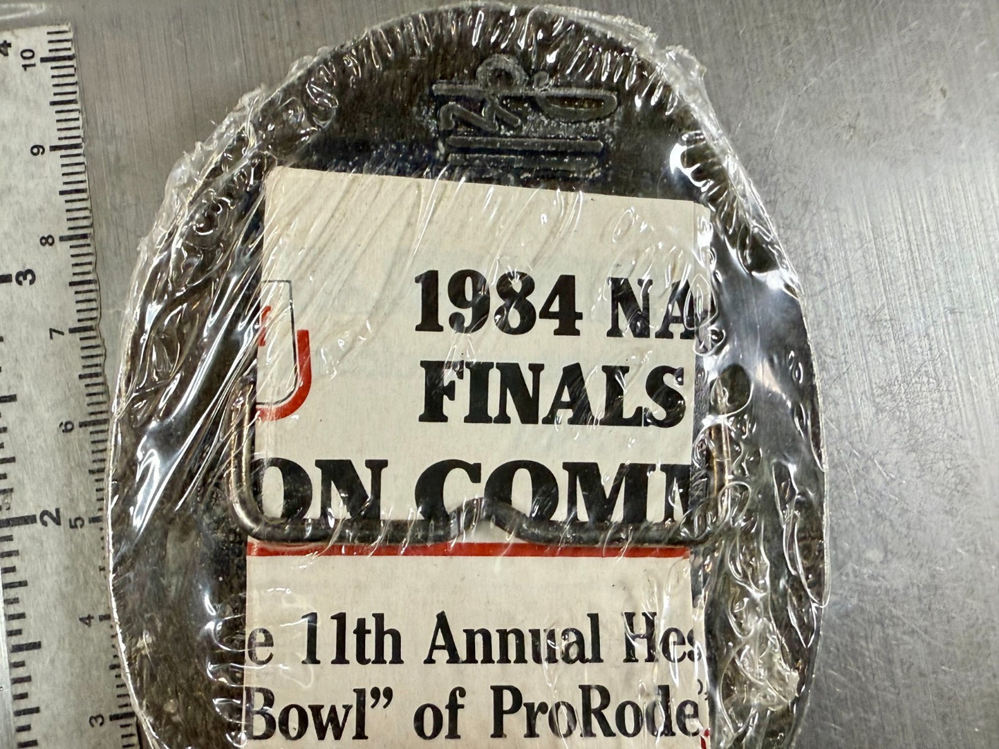 1984 Hesston NFR National Finals Rodeo Cowboys Western Sealed Belt Buckle