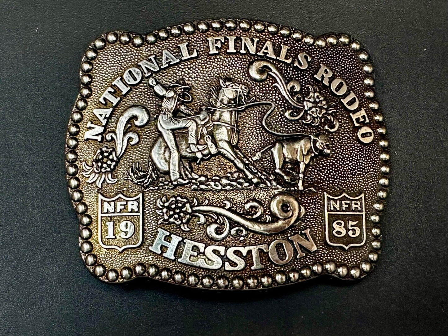 1985 NATIONAL FINALS RODEO NFR NOS ADULT SIZE Cowboys Collectable Belt Buckle