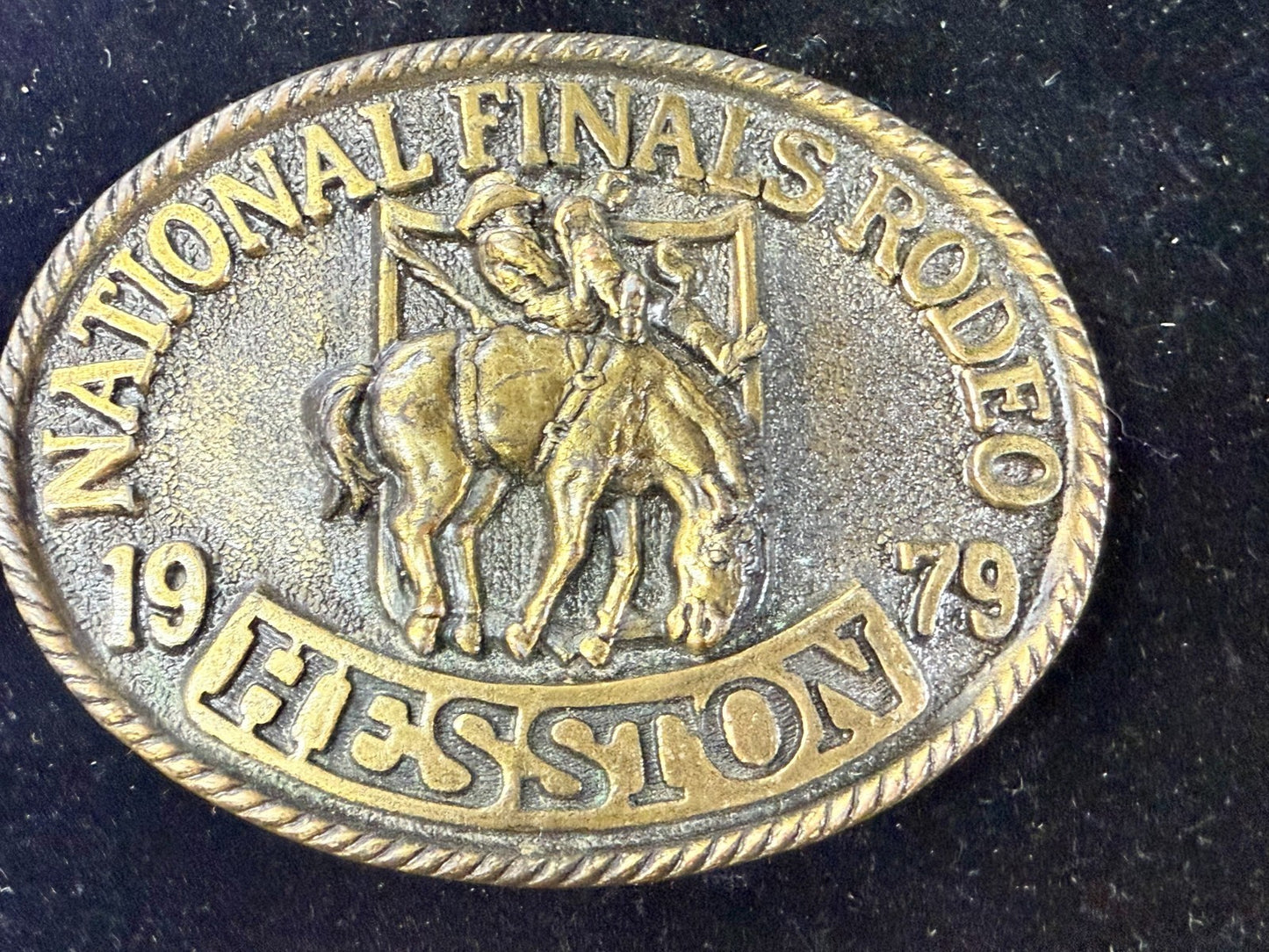 1979 Hesston NFR National Finals Rodeo Cowboys Western Vintage Belt Buckle