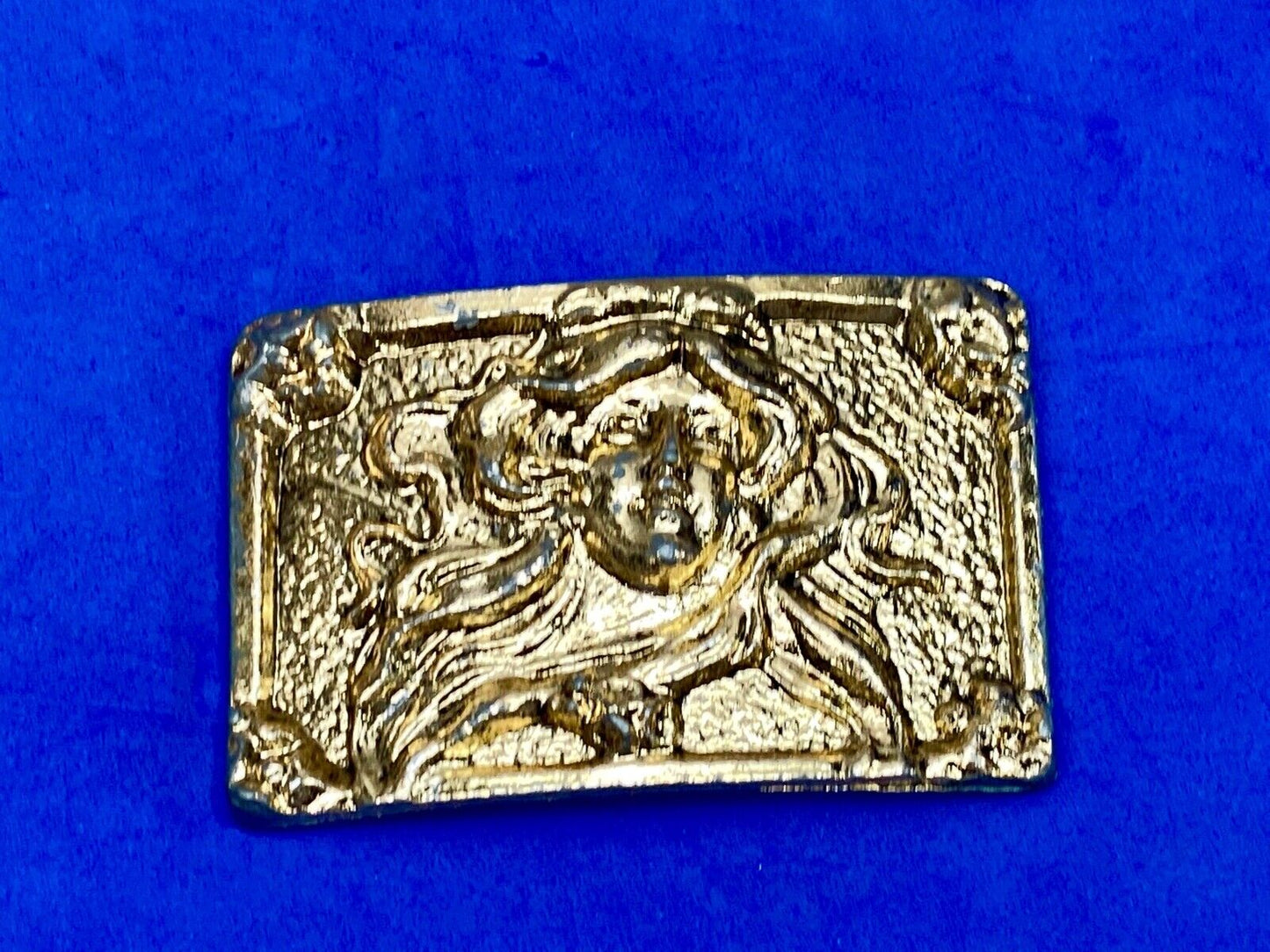 Beautiful Woman - Raised Dimension On Gold Tone Belt Scarf Tie Slide Buckle
