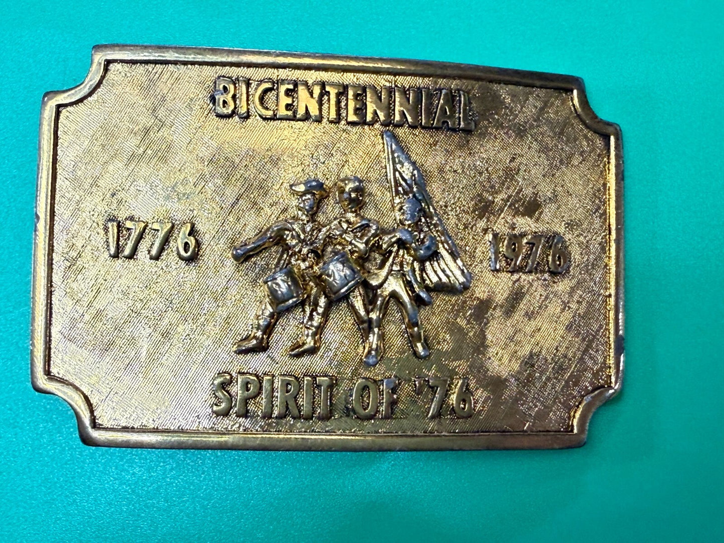 Bicentennial Spirit of America 1776-1976 Gold Color Commemorative Belt Buckle