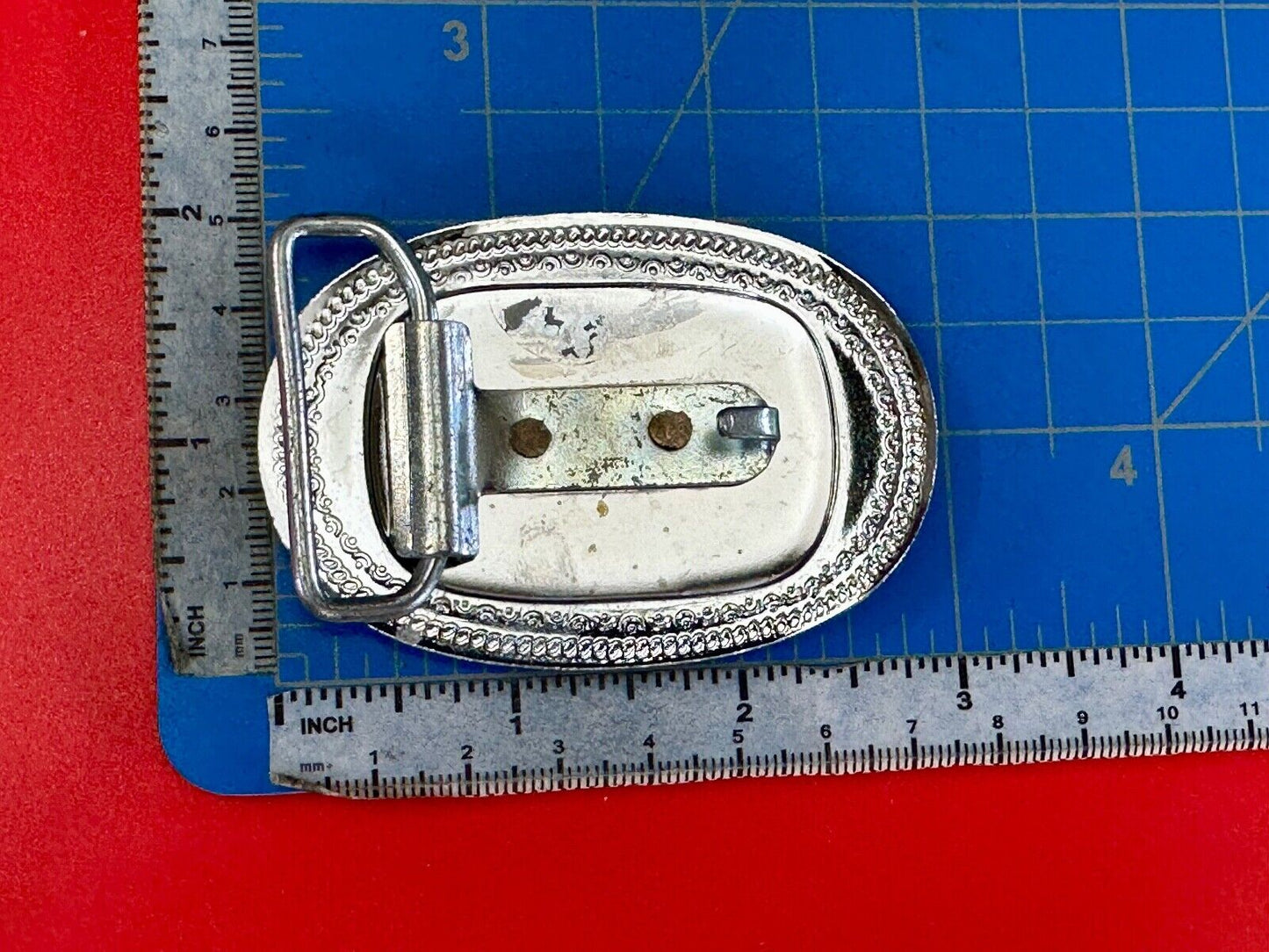 Vintage Covered Wagon - western two tone outlined belt buckle