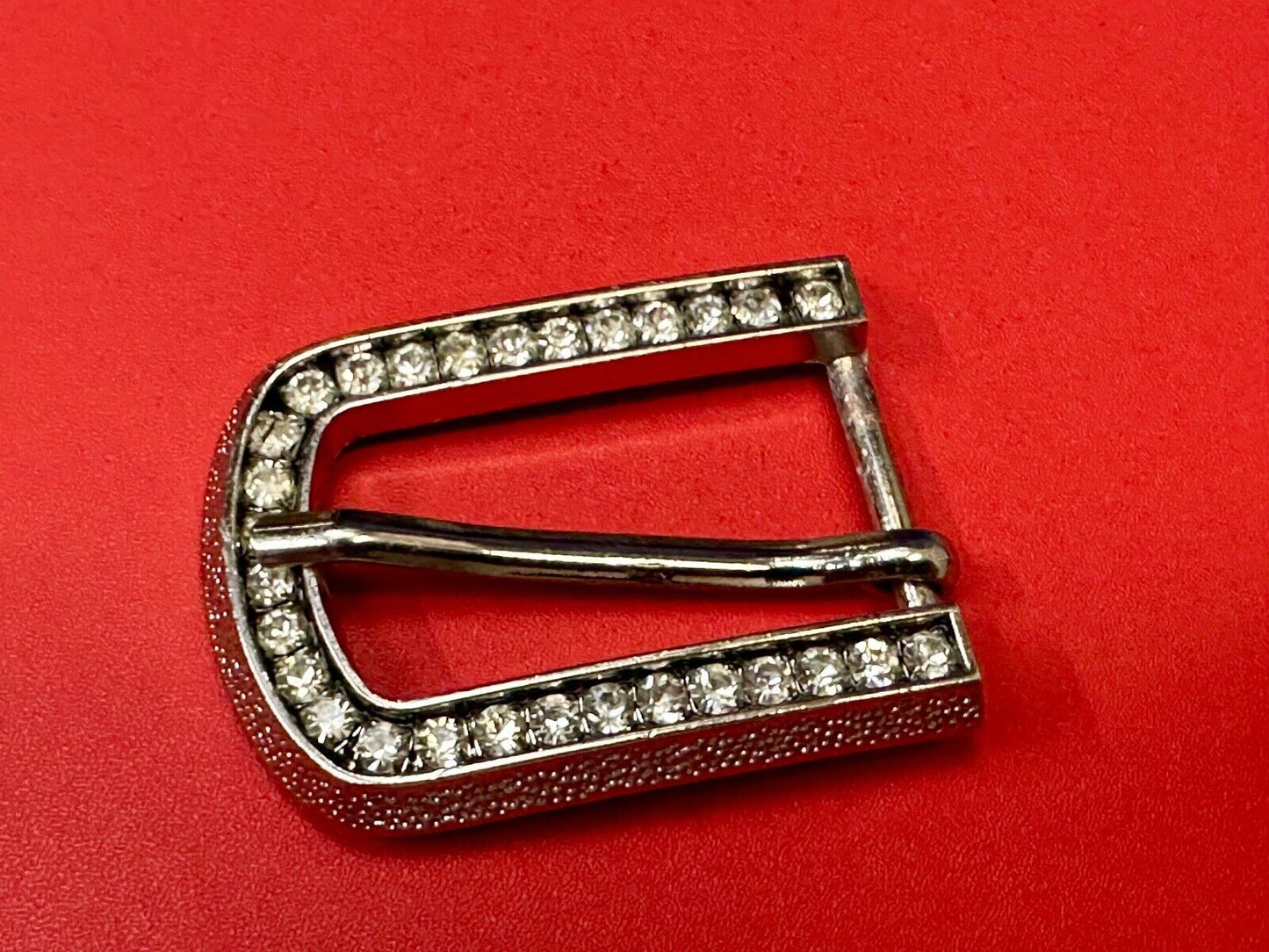 2" wide silver tone Rhinestone accented replacement belt buckle