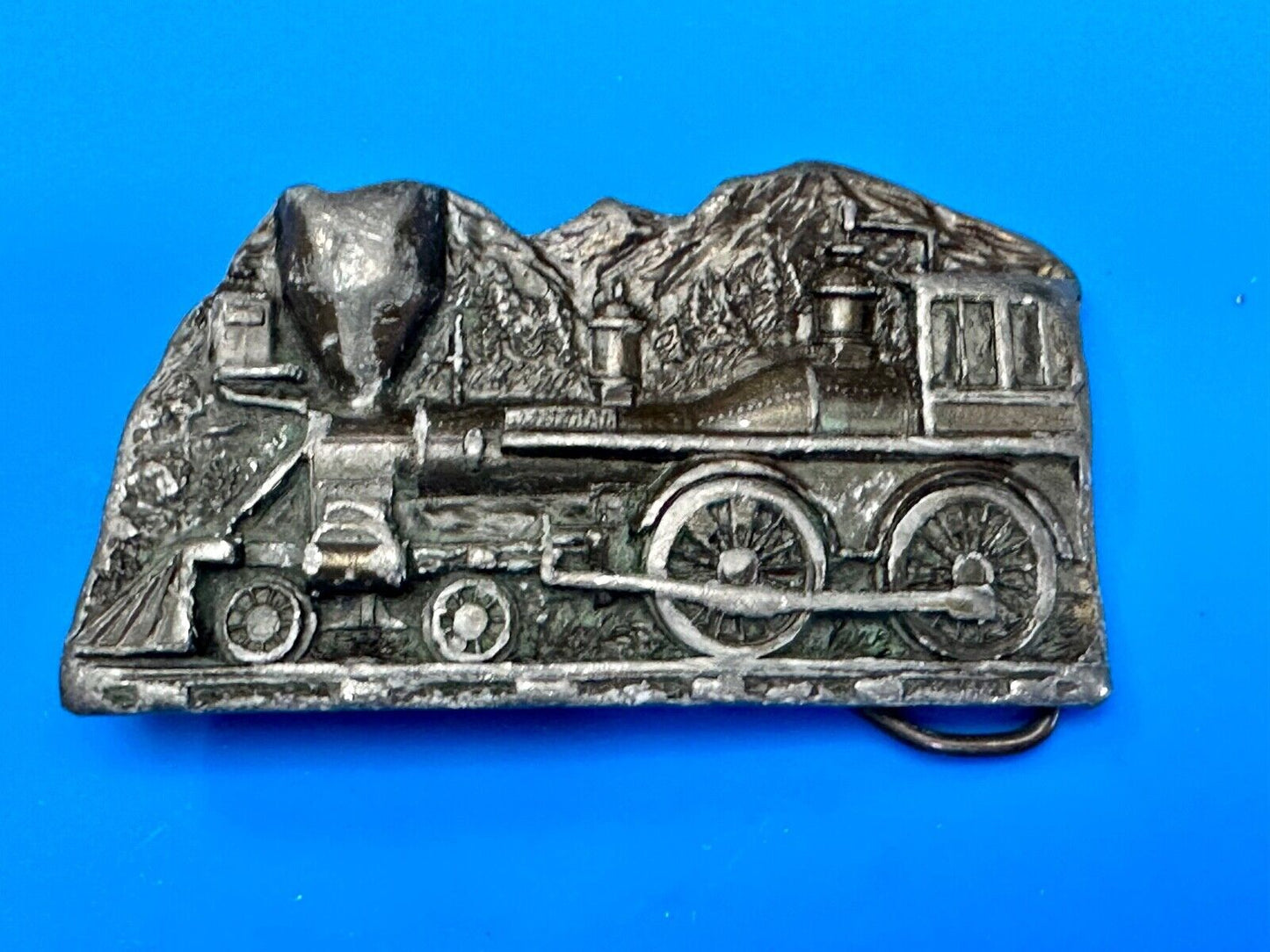 Train Steam Locomotive Vintage 1977 Cutout RR Cast Hawks Sky Patrol Belt Buckle
