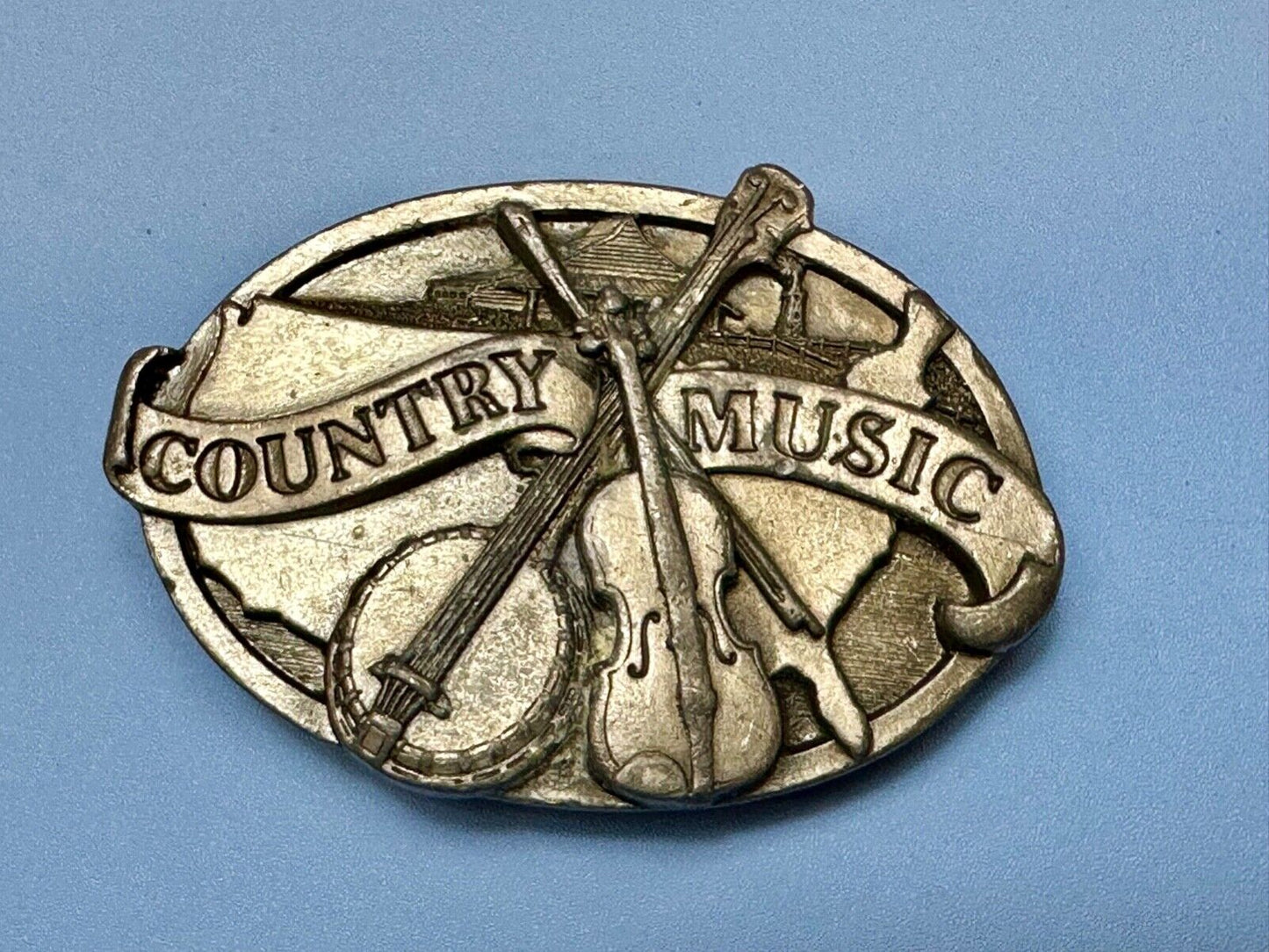 1984 Country Music - Guitar & Banjo pickers Vintage Siskiyou belt buckle E-29