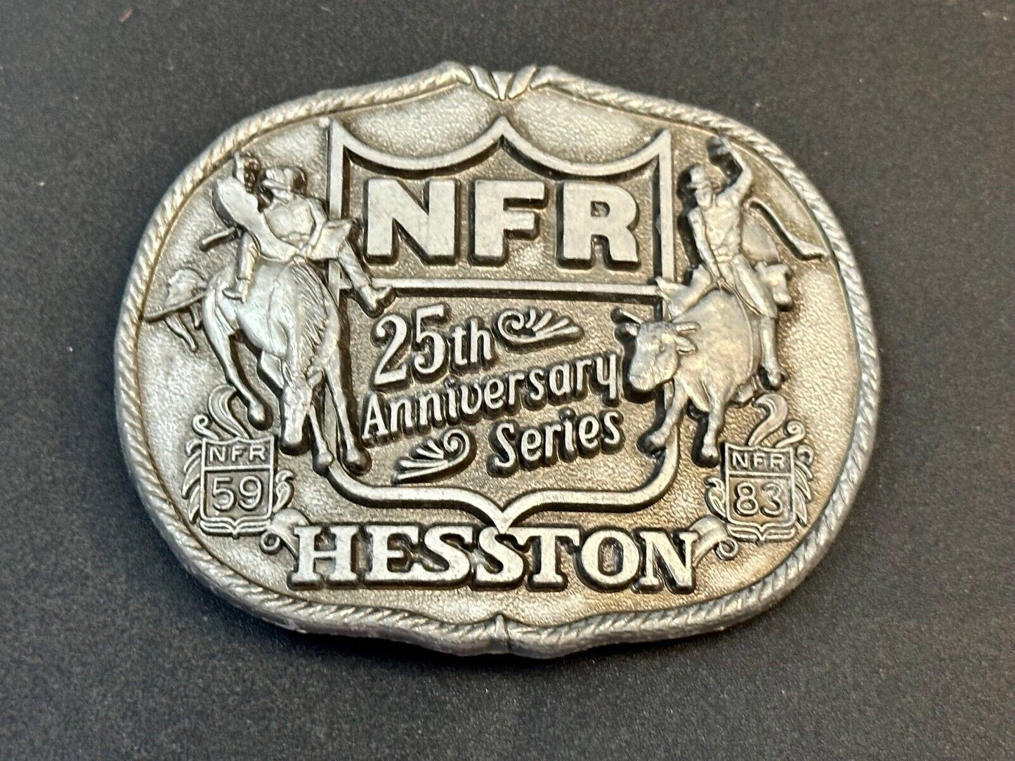1983 HESSTON Belt Buckle NFR 25th Anniversary First Edition Limited Rodeo