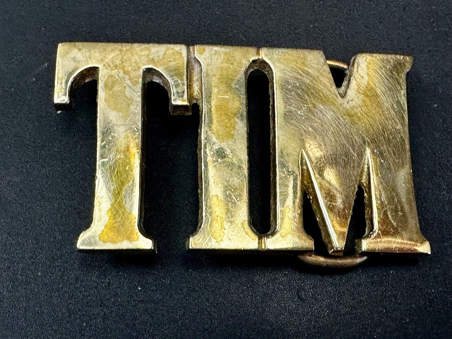 TIM - Custom Name cutout block letters Solid Brass Belt Buckle