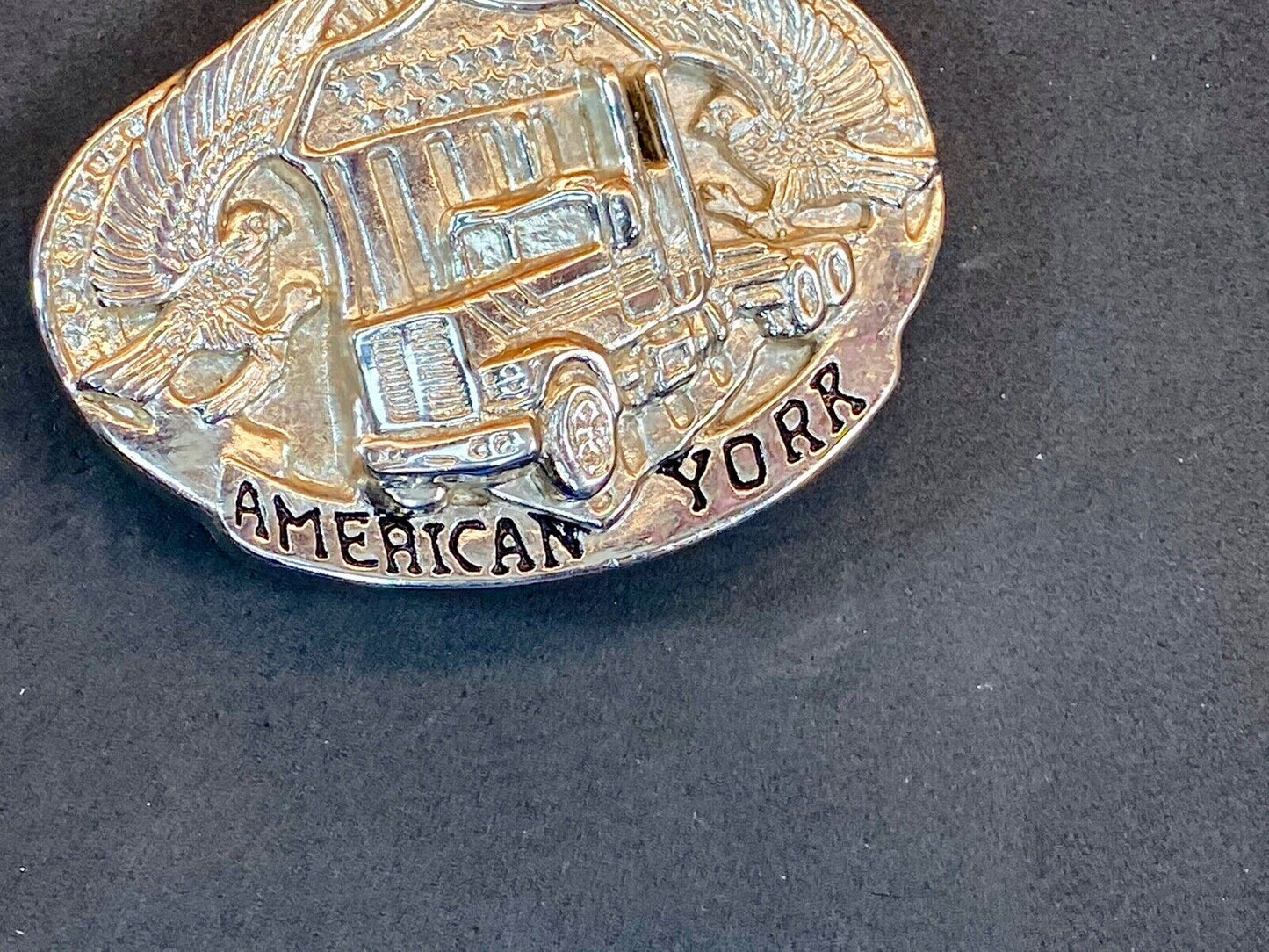 Vintage American Yorr Belt Buckle - Semi Tractor Truck Driver Big Rig 18 Wheeler