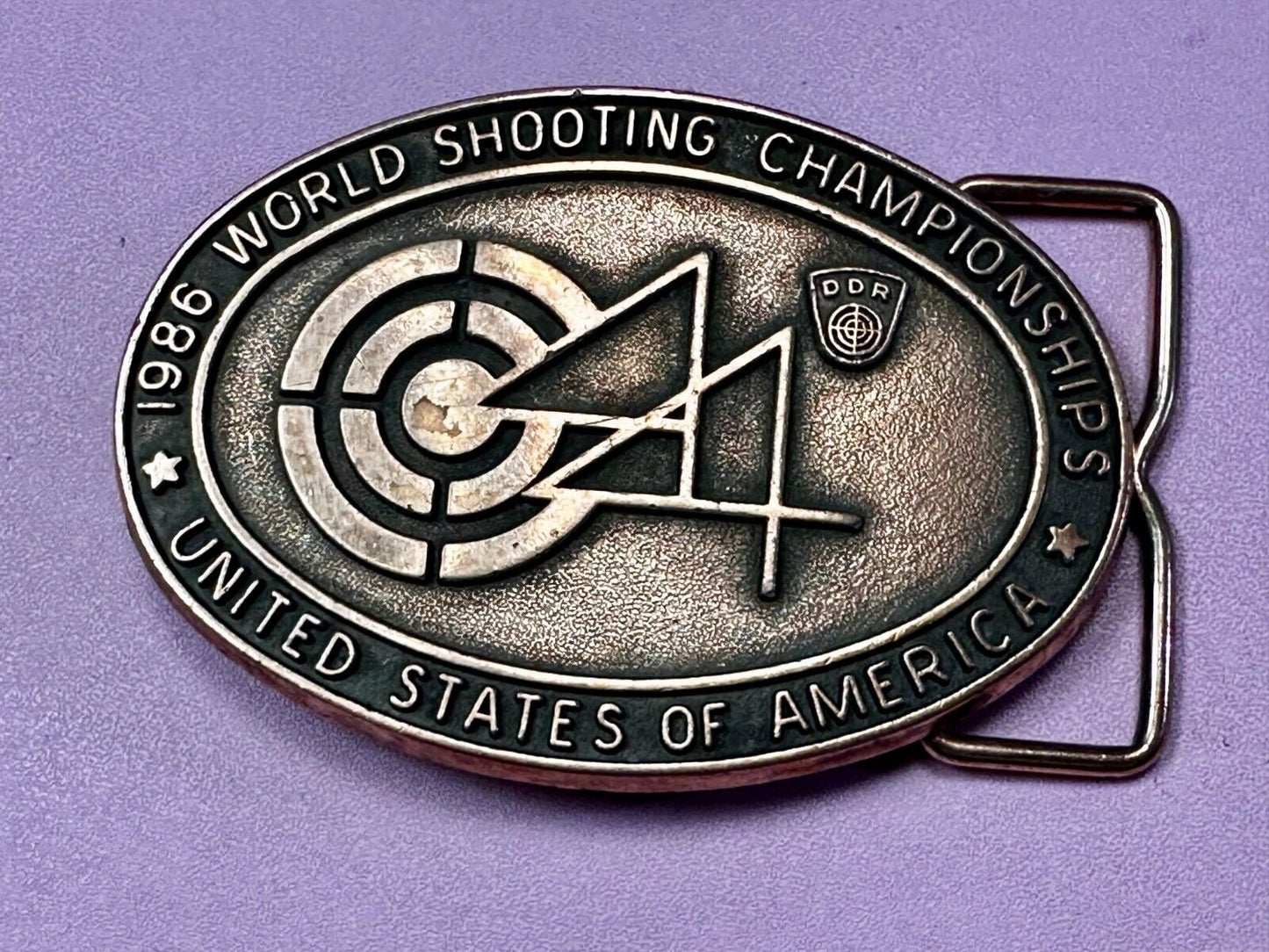1986 World Shooting Championship Event United States of America Belt Buckle