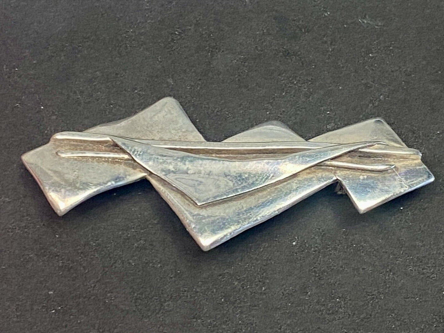 Vintage Artisan Modern 925 Sterling Silver Brooch Pin Rectangles Triangles