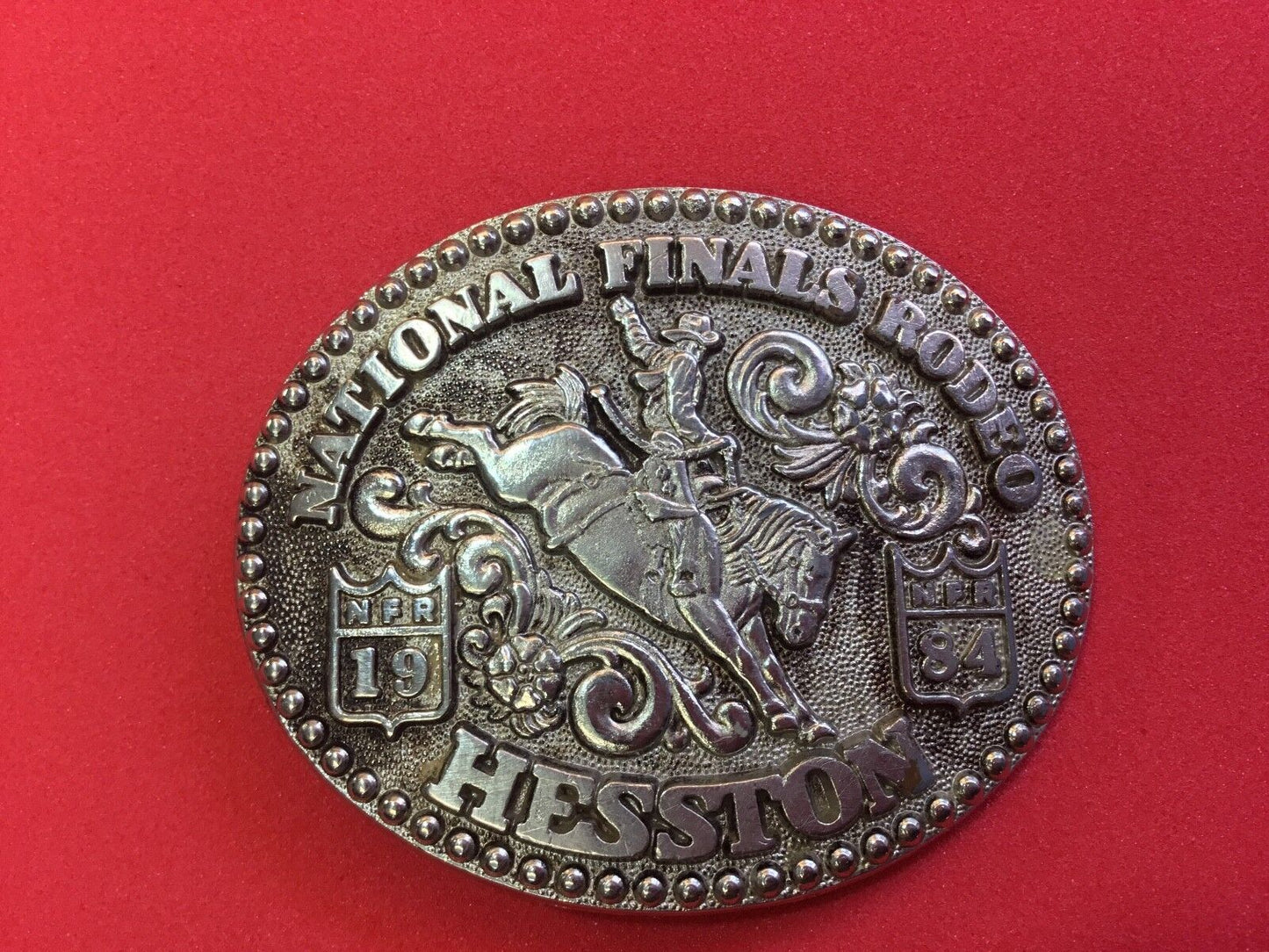 1984 National Finals Rodeo NFR Hesston belt buckle Fred Fellows