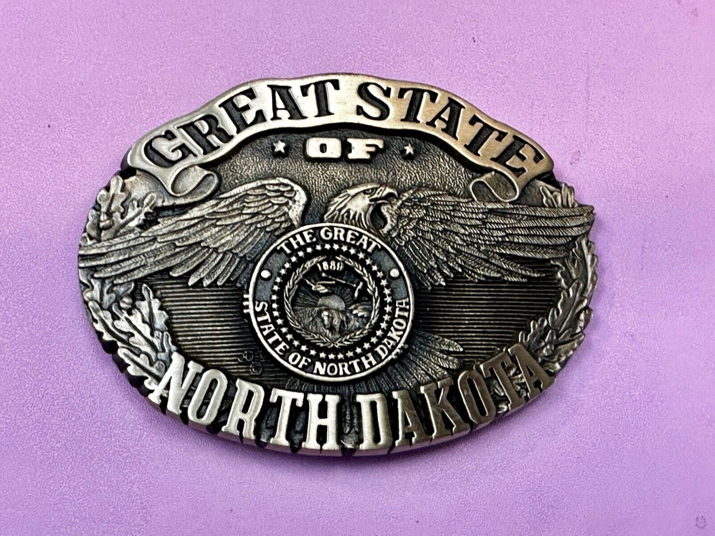 The Great State of North Dakota Vintage Award Design Medals 1st Edn Belt Buckle