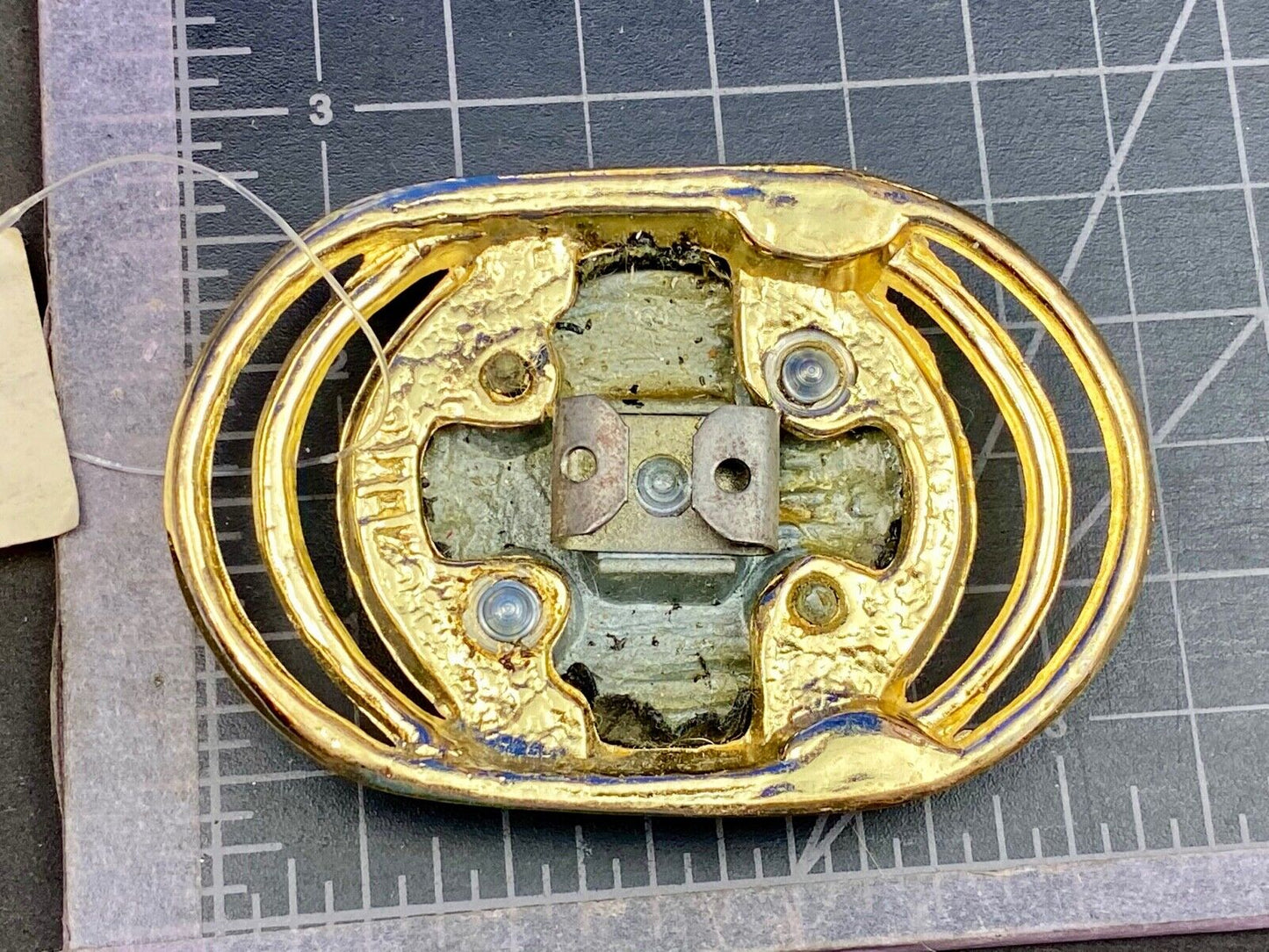 Vintage black and Gold Charmant of Beverly Hills, CA belt buckle scarf clip