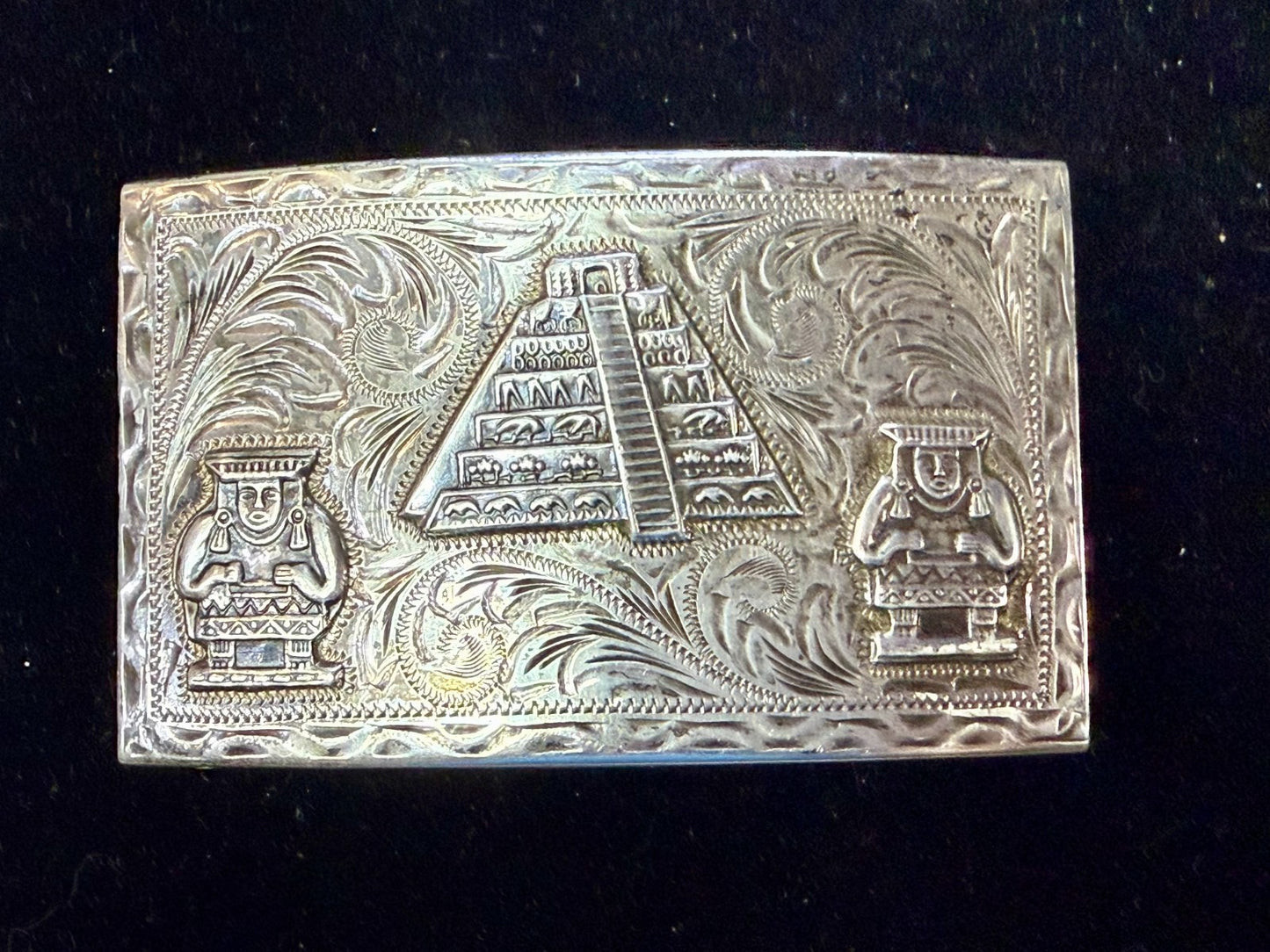 Aztec Mayan Pyramid 925 Silver Belt Buckle Artesani Plata De Jalisco Mexico