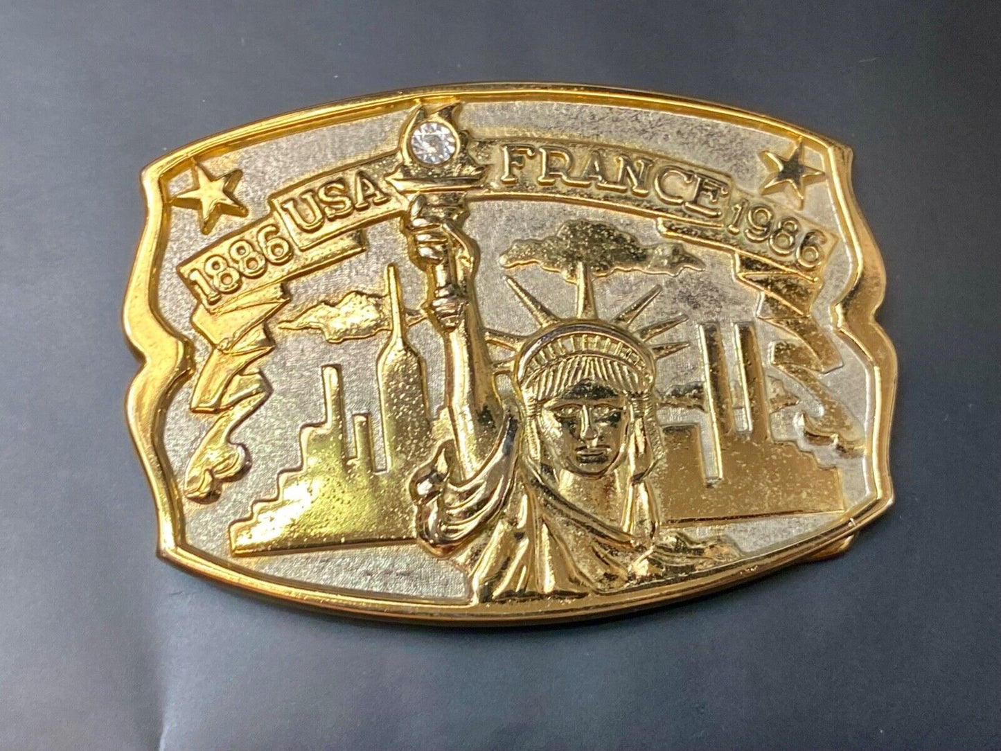 USA and France 100 year 1986 celebration Lady Liberty Hammond Mint belt buckle