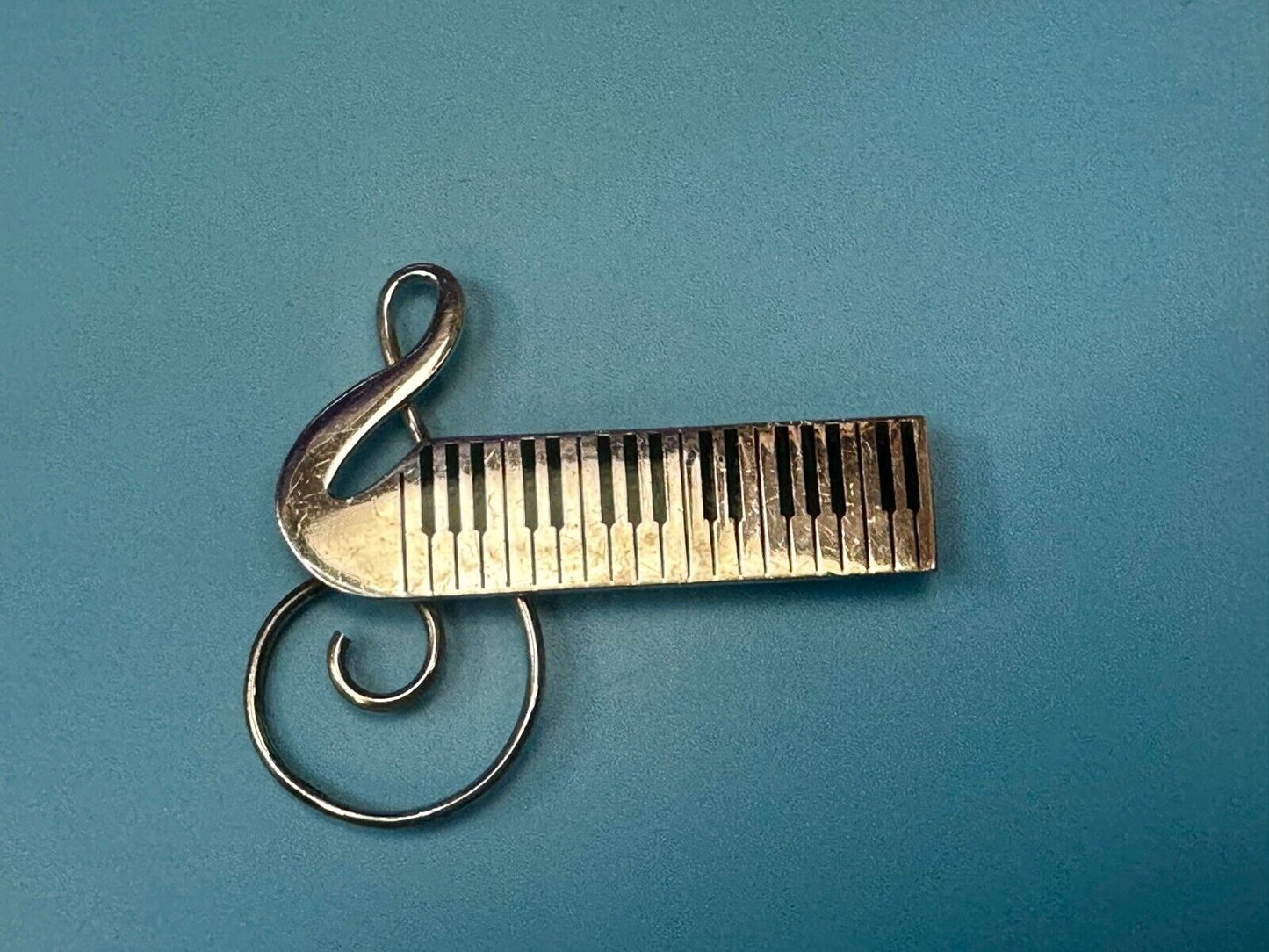 Treble Clef Piano Music Keyboard Musician Vtg. Brooch Pin Sterling 925 Mexico