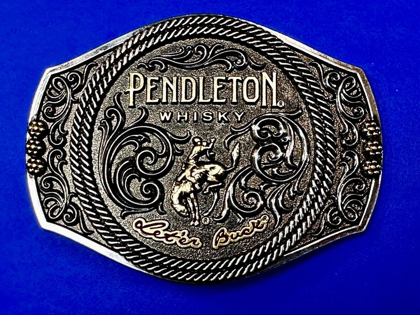 2021 Pendleton Whiskey Let'er Buck Rodeo Cowboy Montana Silversmiths Belt Buckle
