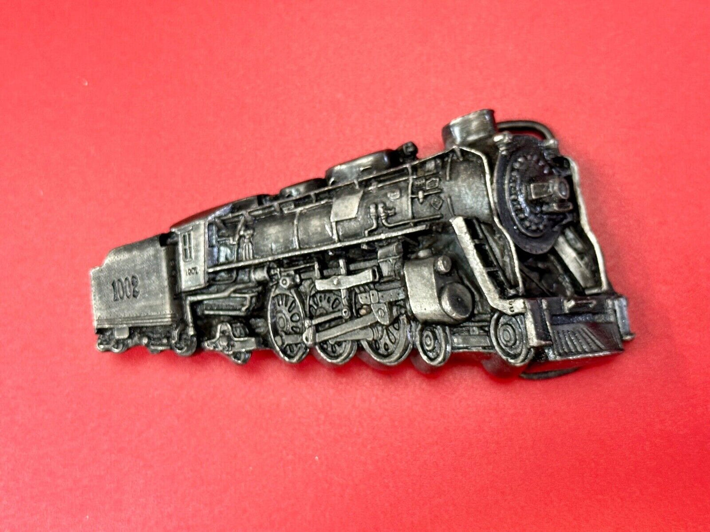 Vintage 1978 RR train Steam Engine Bergamot cutout belt buckle