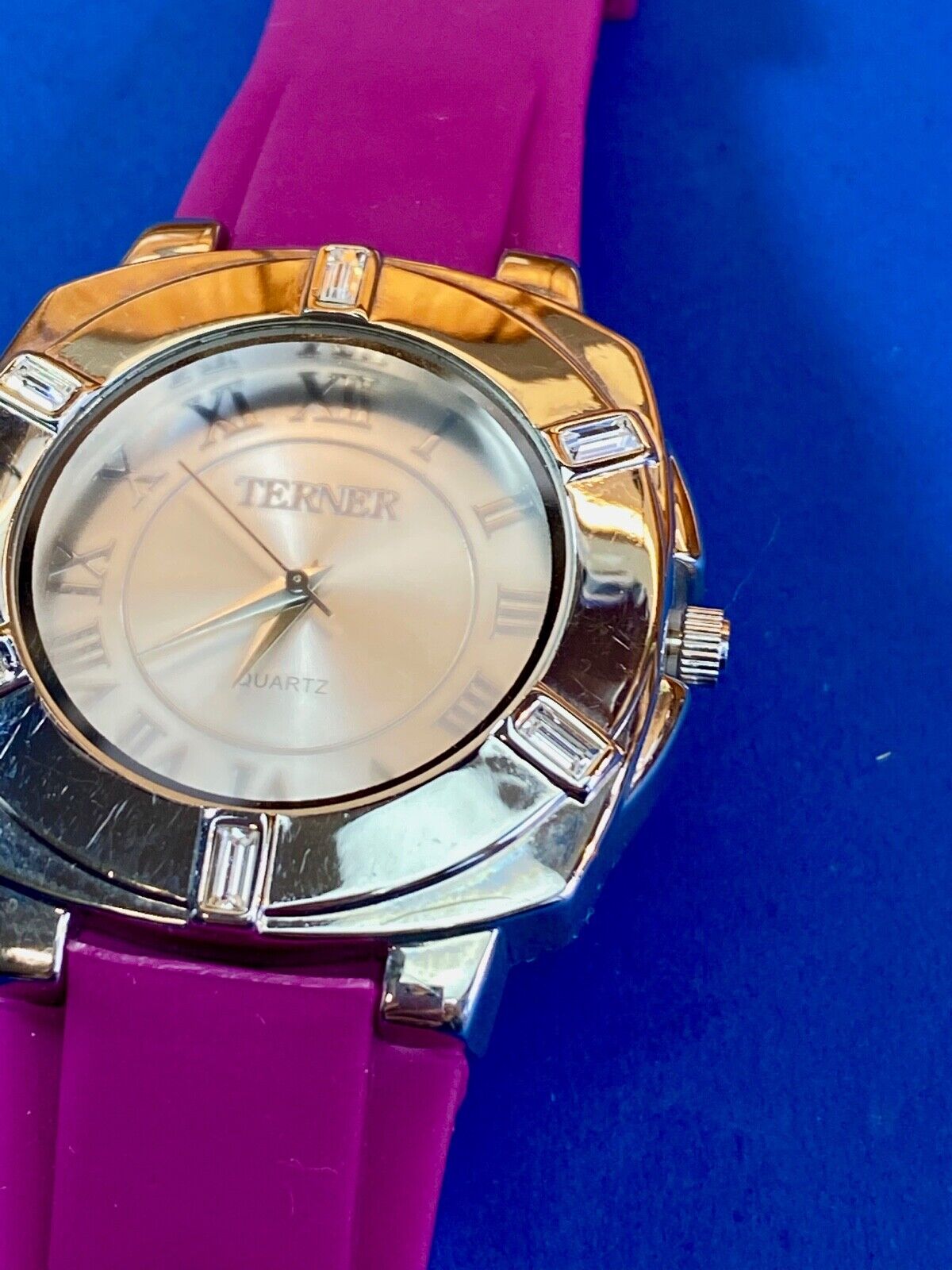 Terner 052009-1 Women's Watch - Pink Band Rhinestone Accents - New Battery