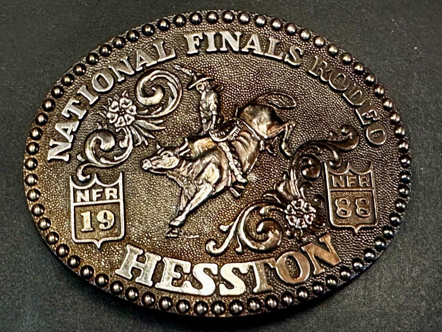 1988 ADM Hesston NFR National Finals Rodeo Cowboys Western Belt Buckle