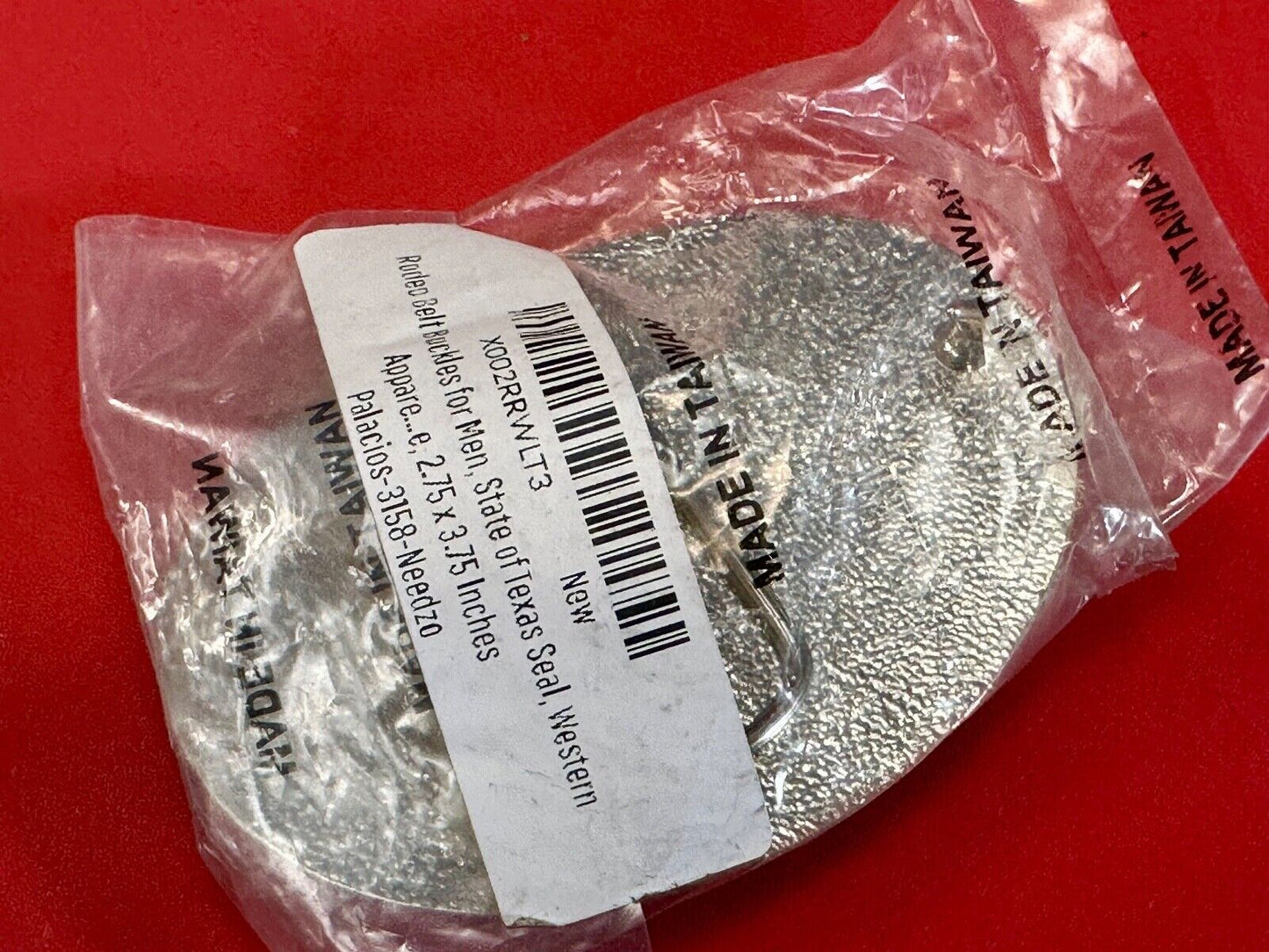 The Great State of Texas - Lone Star Flags seal silver tone NOS belt buckle