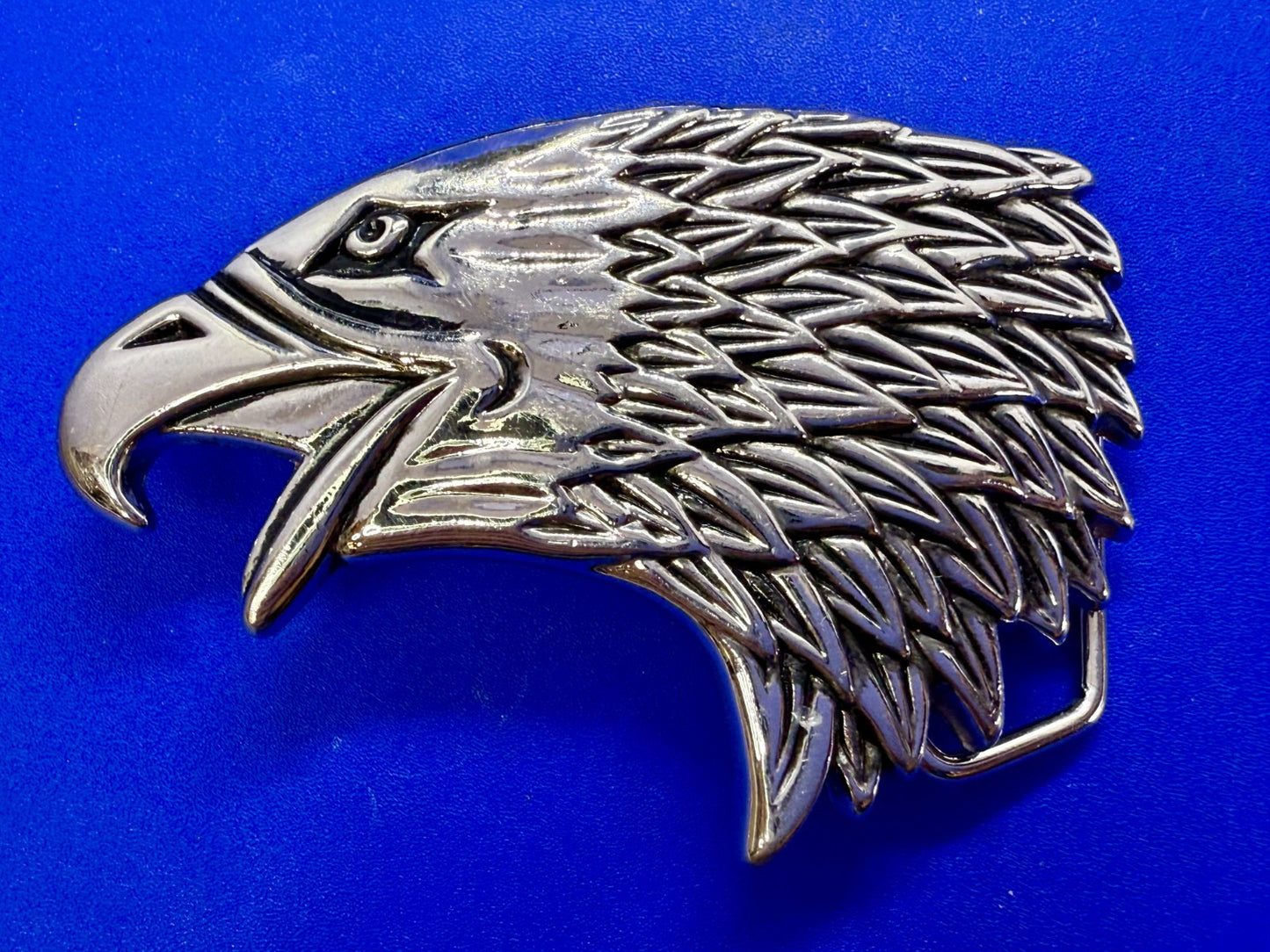 Attacking Eagle Head Figural Cutout Silver Color Western Belt Buckle