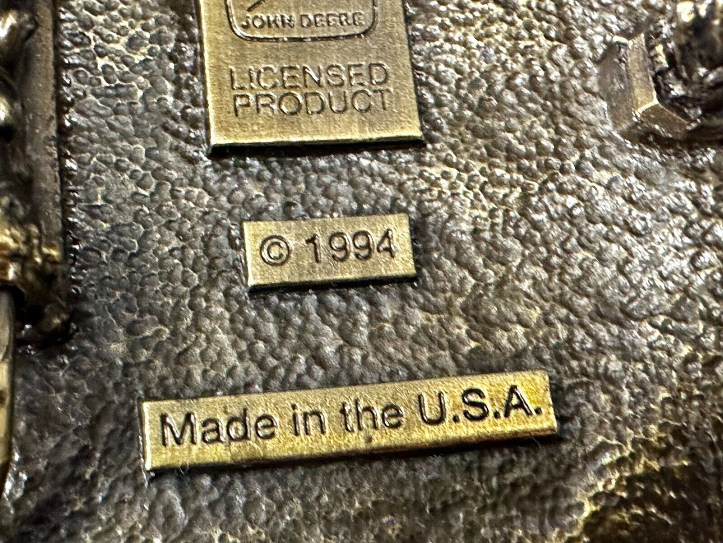 THINK GREEN - John Deere Farm Tractors Vintage Brass Tone Round Belt Buckle