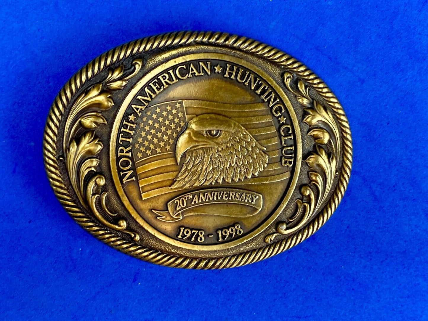 Vintage 1998 North American hunting club 20th anniversary belt buckle