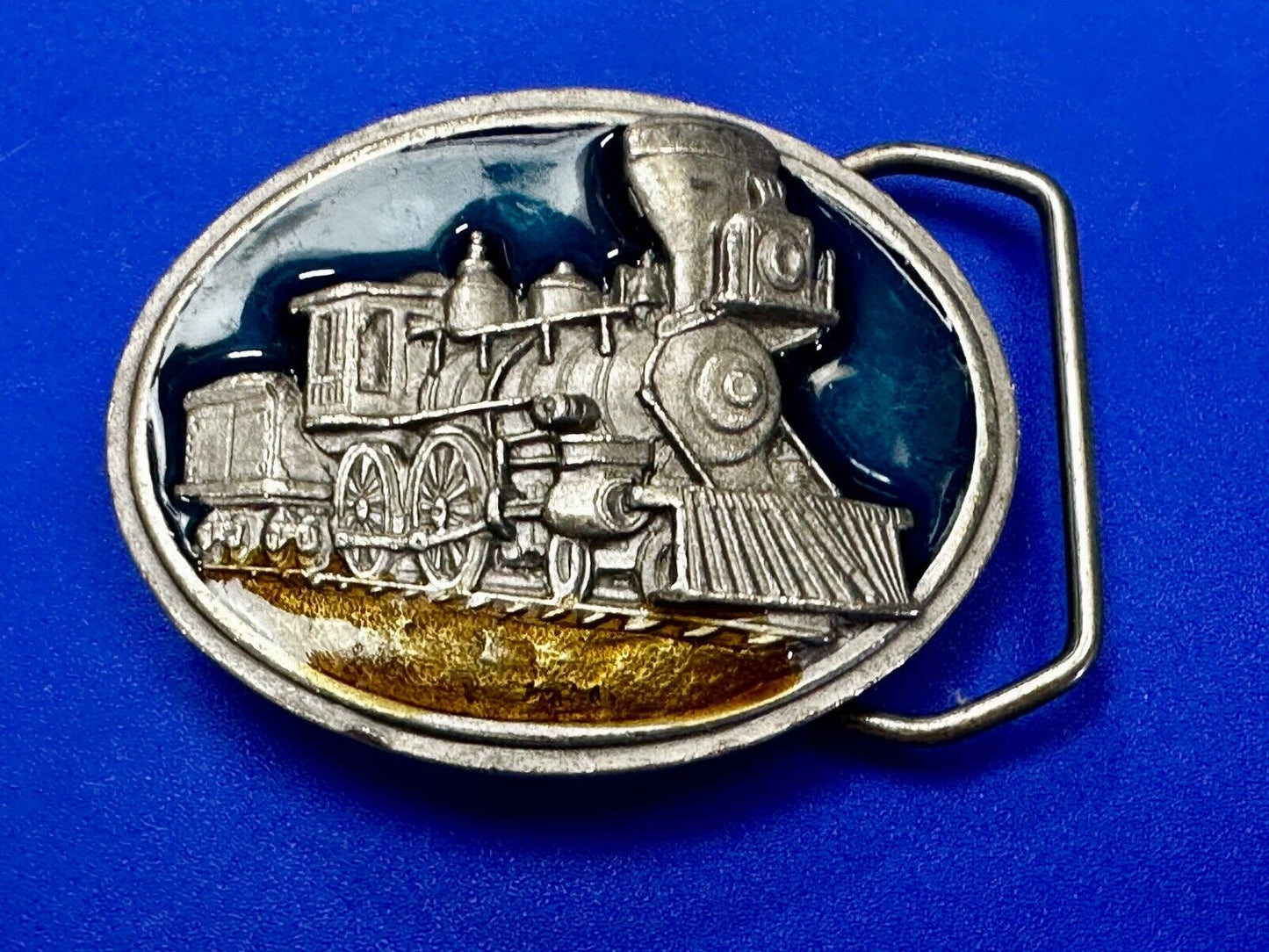 Train Steam Engine Coming Around the Mountain 1984 L-143 Bergamot Belt Buckle