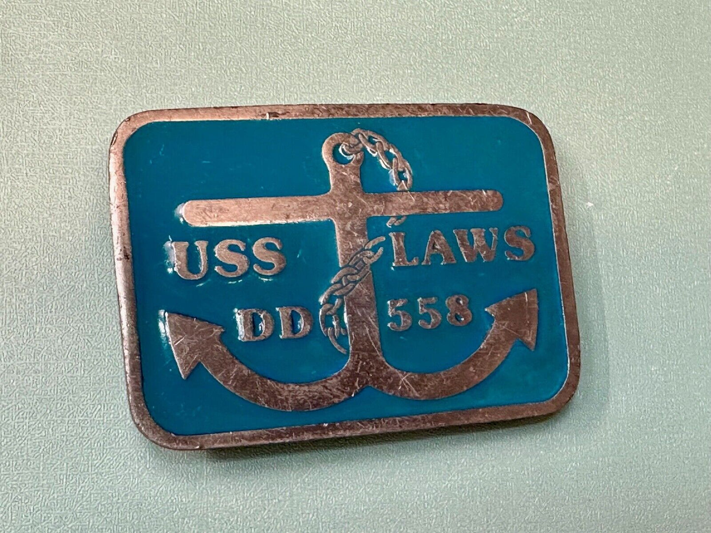 US Navy USS Laws DD-558 Destroyer Ship Boat Vintage Belt Buckle by CD Hit