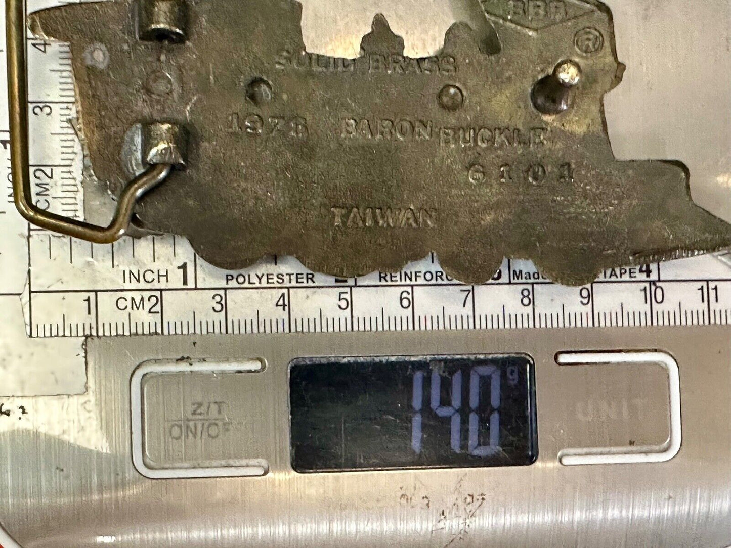 Train Rail Road Steam Engine vintage 1978 solid brass Baron Buckles belt buckle