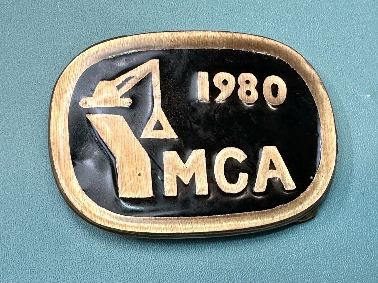 Vintage 1980 MCA crane Construction Street Heavy Equipment belt buckle