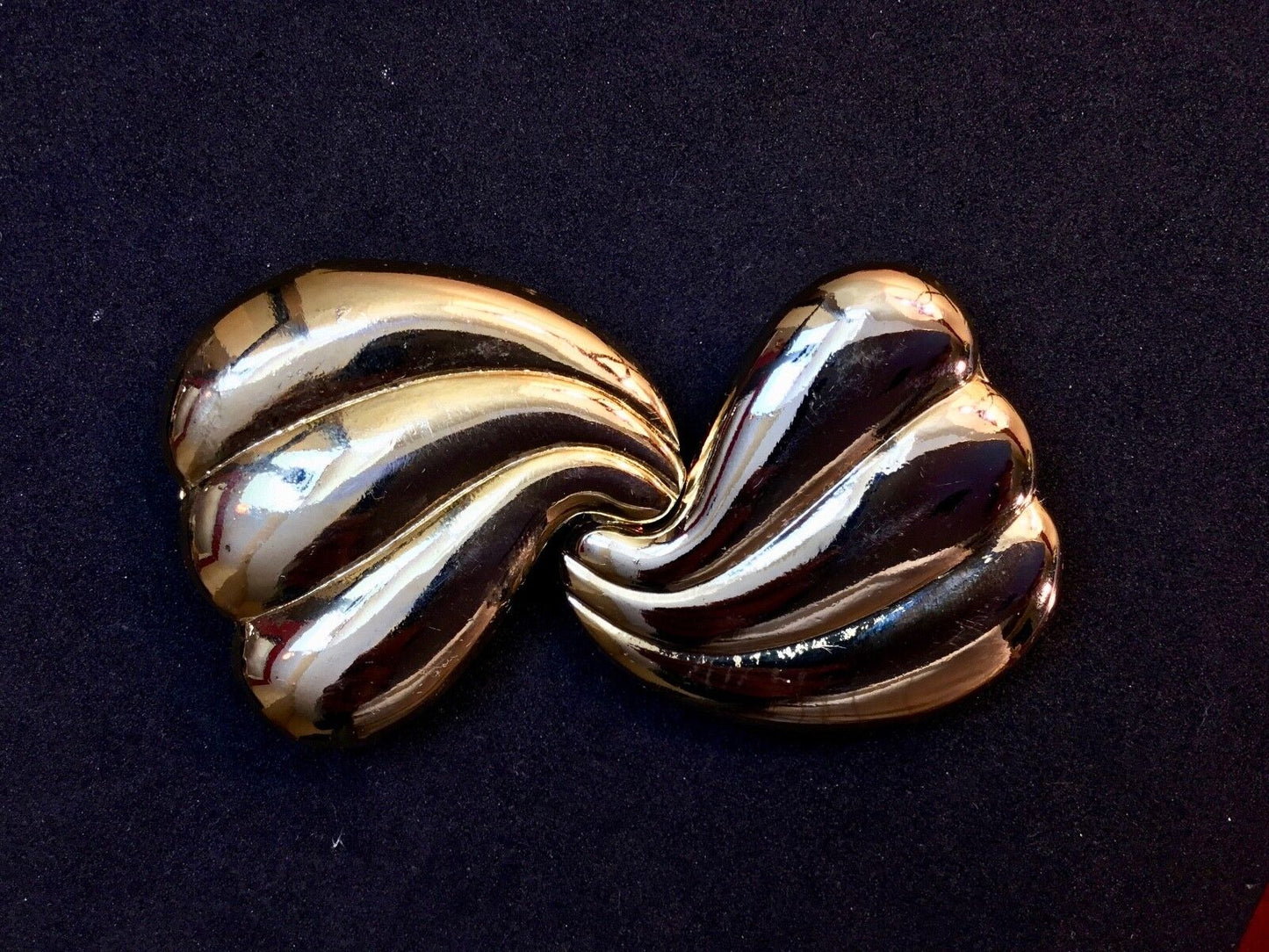 Vintage Antique two piece Sold tone Scarf Clip Signed Belt Buckle by ?