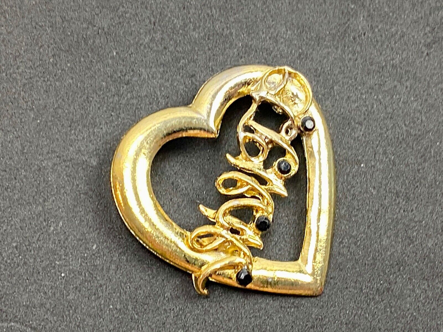 Vintage Brooch Pin WWJD Gold Tone Heart WWJD - What Would Jesus Do