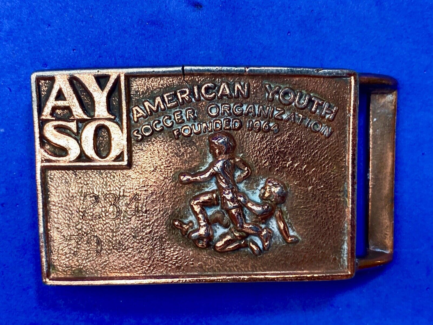 Vintage AYSO American Youth Soccer Organization belt buckle
