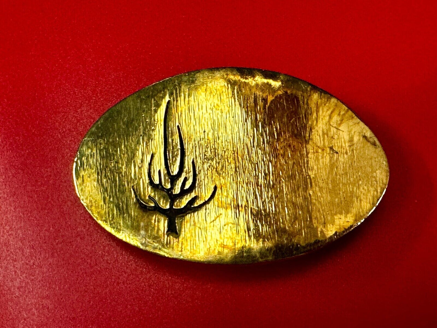 Black inland Fall Tree Small Hippy Vibe Brass Belt Buckle for up to a 1.25" belt