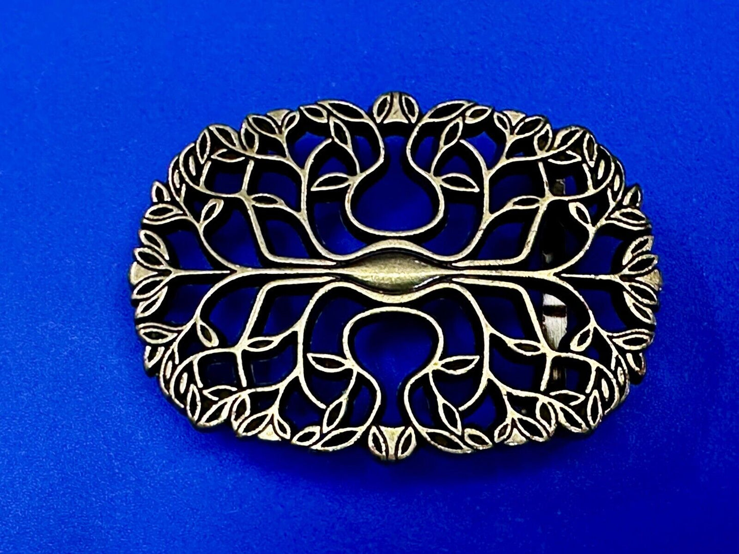 Tree of Life Pattern Openwork Hippy Boho Brass Tone Ornate Belt Buckle