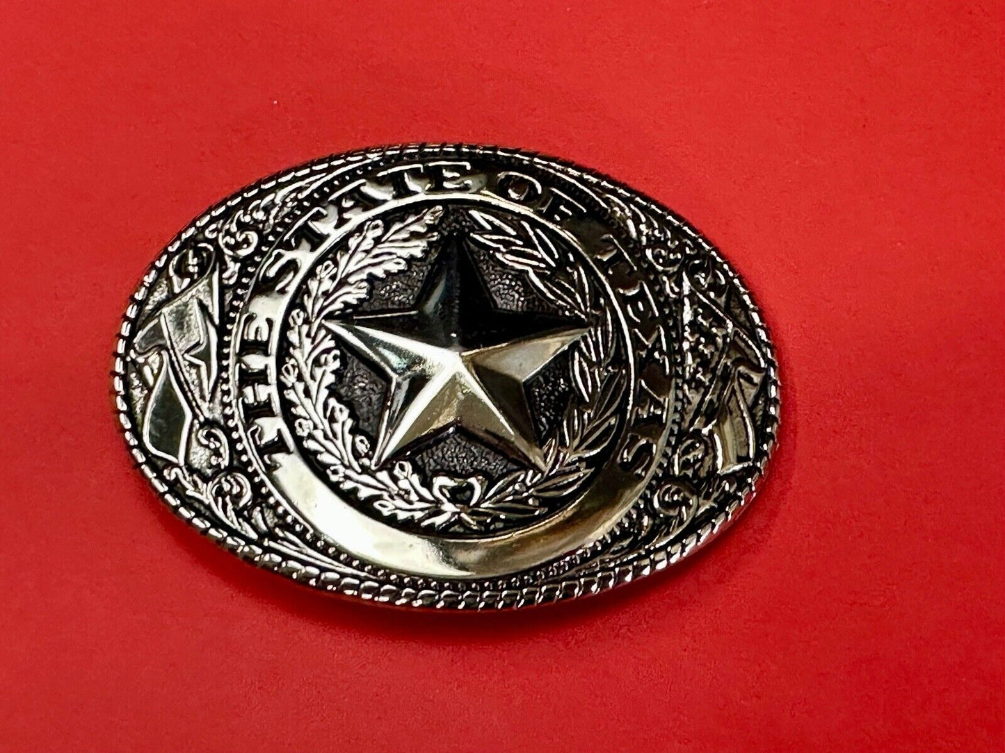 The Great State of Texas - Lone Star Flags seal silver & black color belt buckle