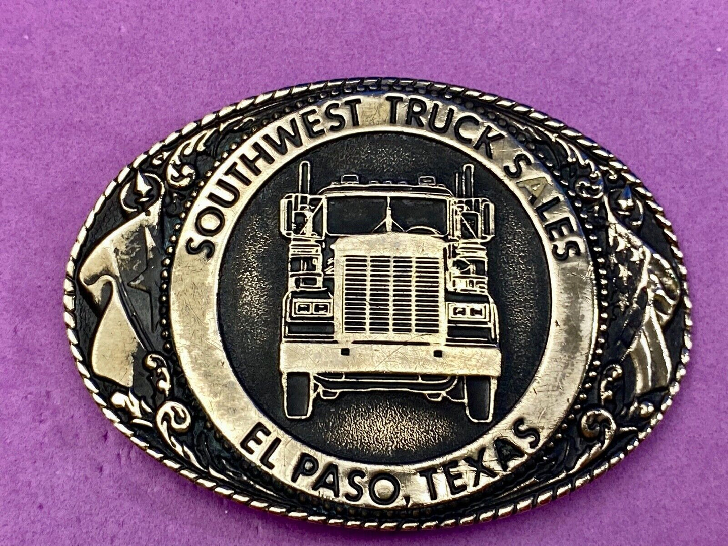 Vintage 1984 Southwest truck sales El Paso Texas company add belt buckle