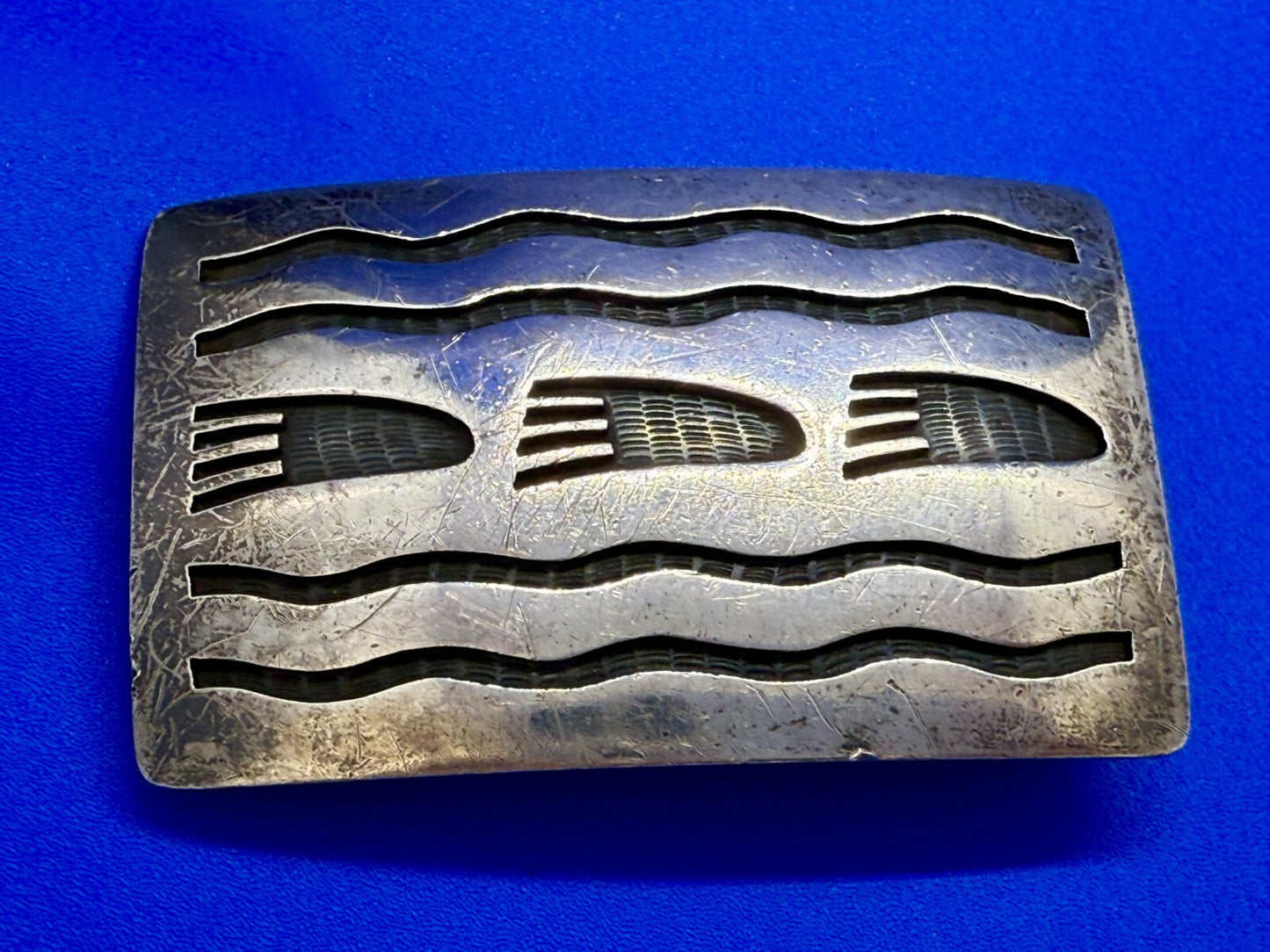 Bear Paw Print Native American Indian Art Pattern Belt Buckle - See Makers Marks