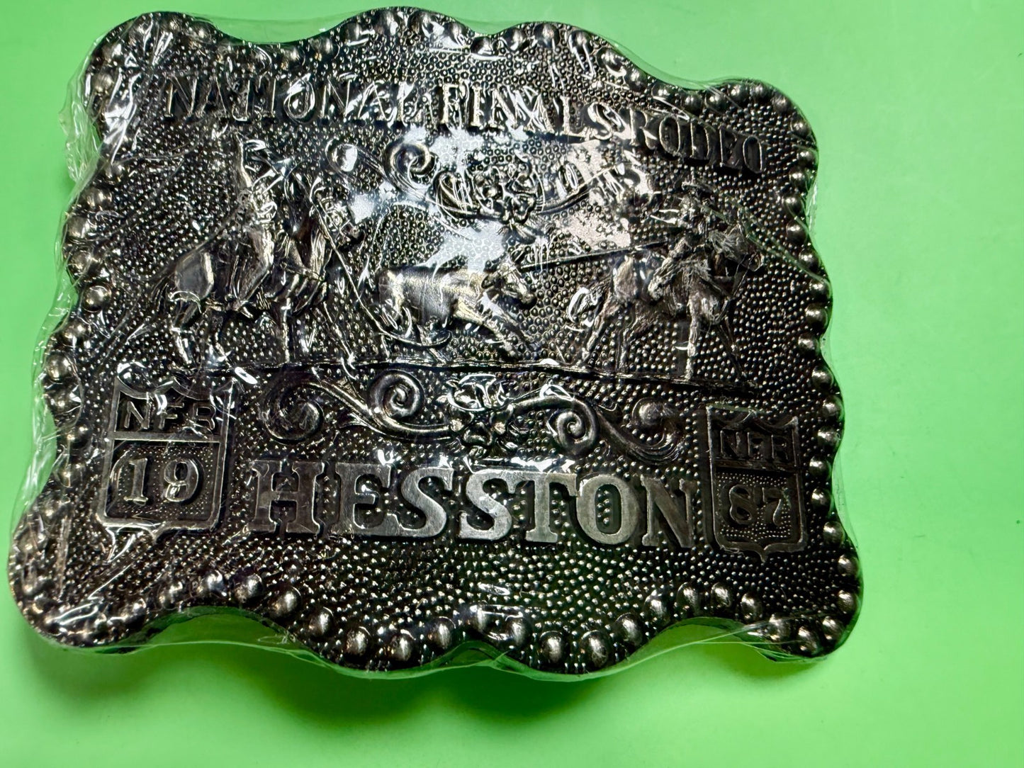 1987 Hesston NFR National Finals Rodeo Calf Roping NOS Belt Buckle