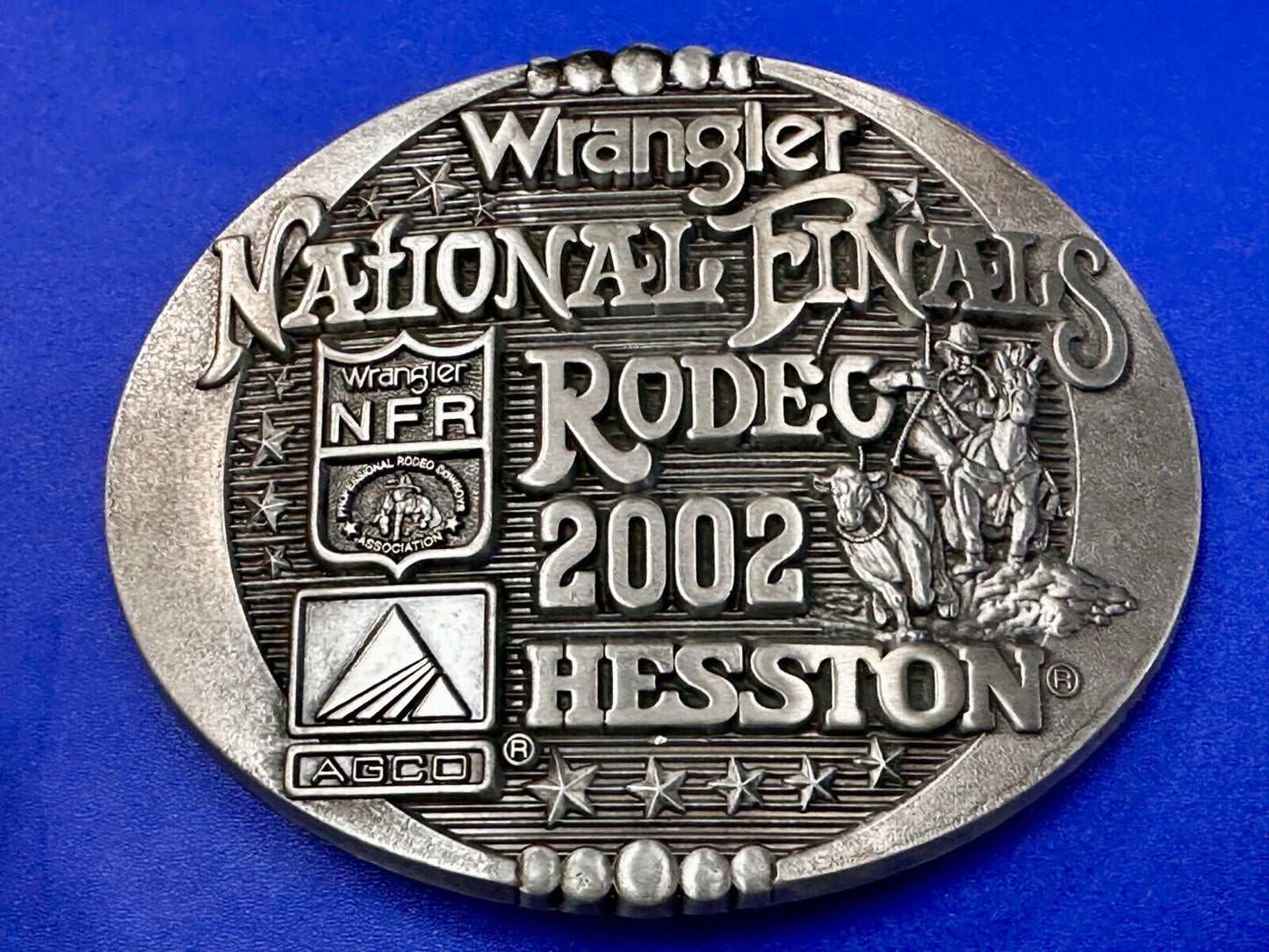 2002 Wrangler Hesston NFR National Finals Rodeo Montana Silversmiths Belt Buckle