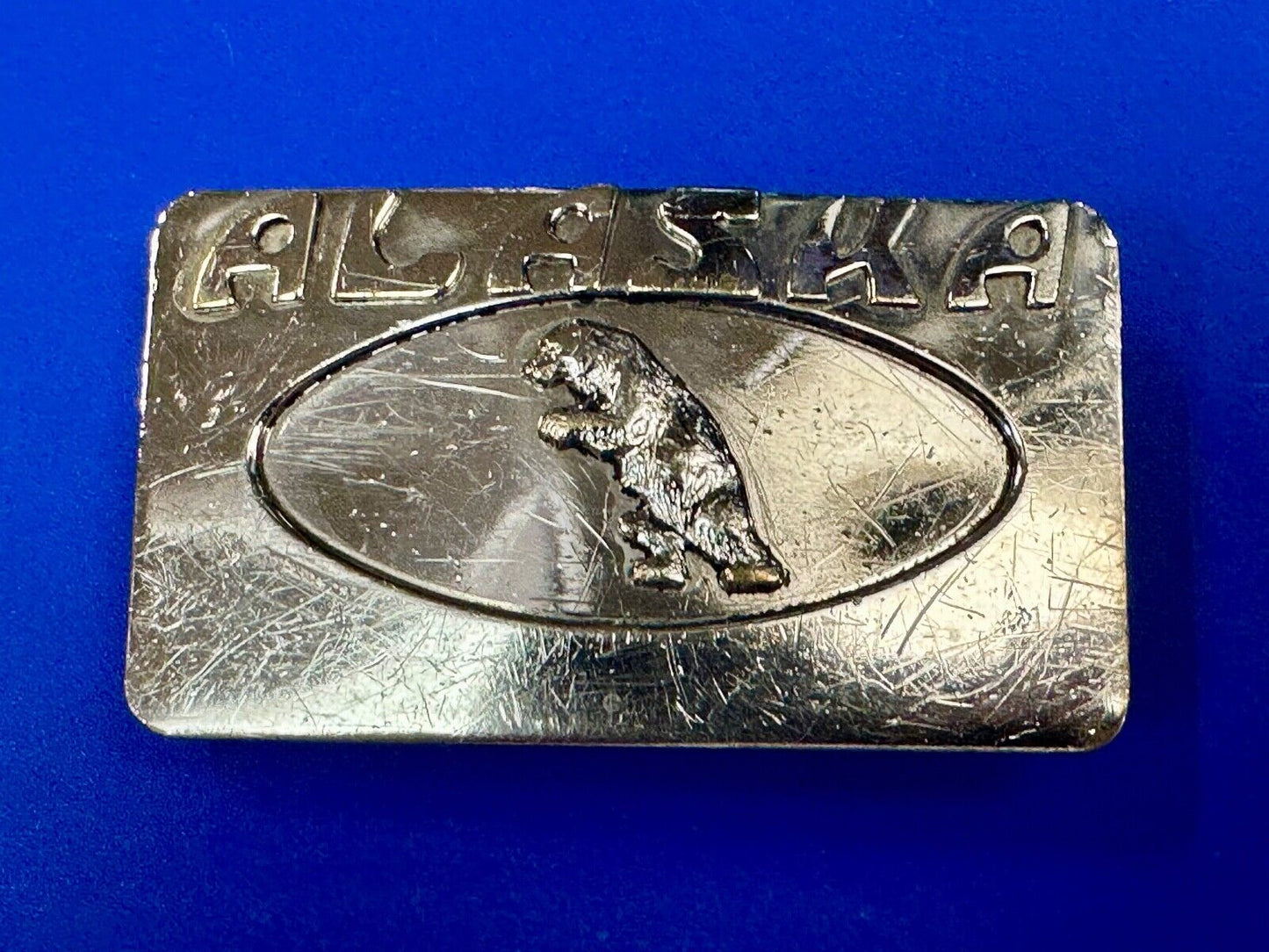 vintage Alaska BEAR State Commemorative solid brass belt buckle