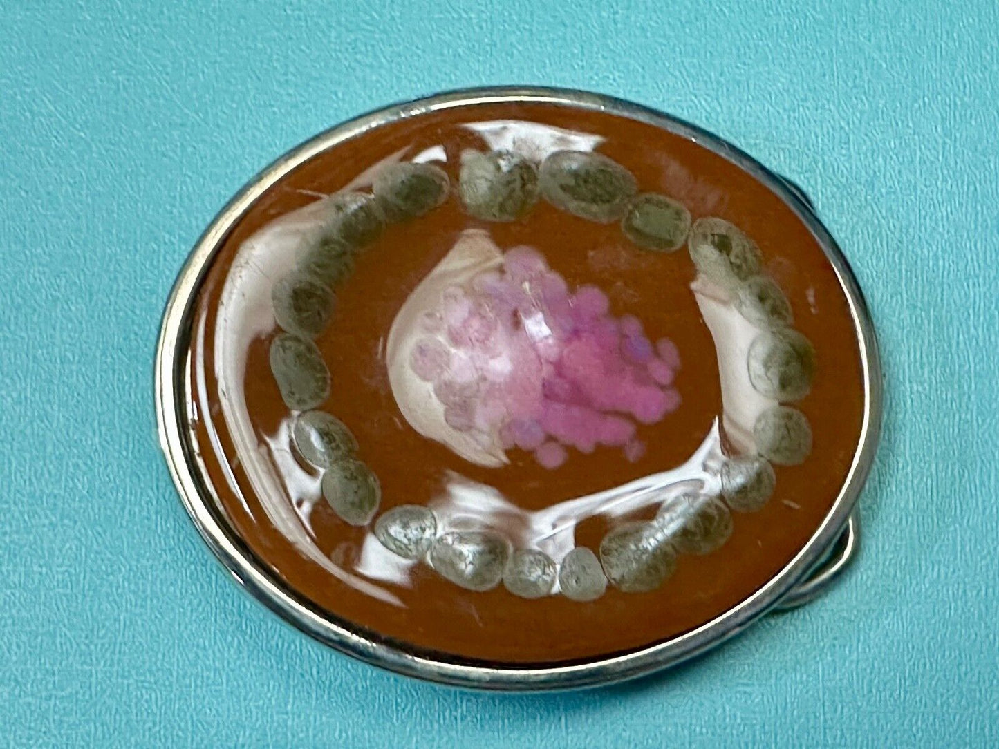 Art Enamel Swirl vintage artisan belt buckle