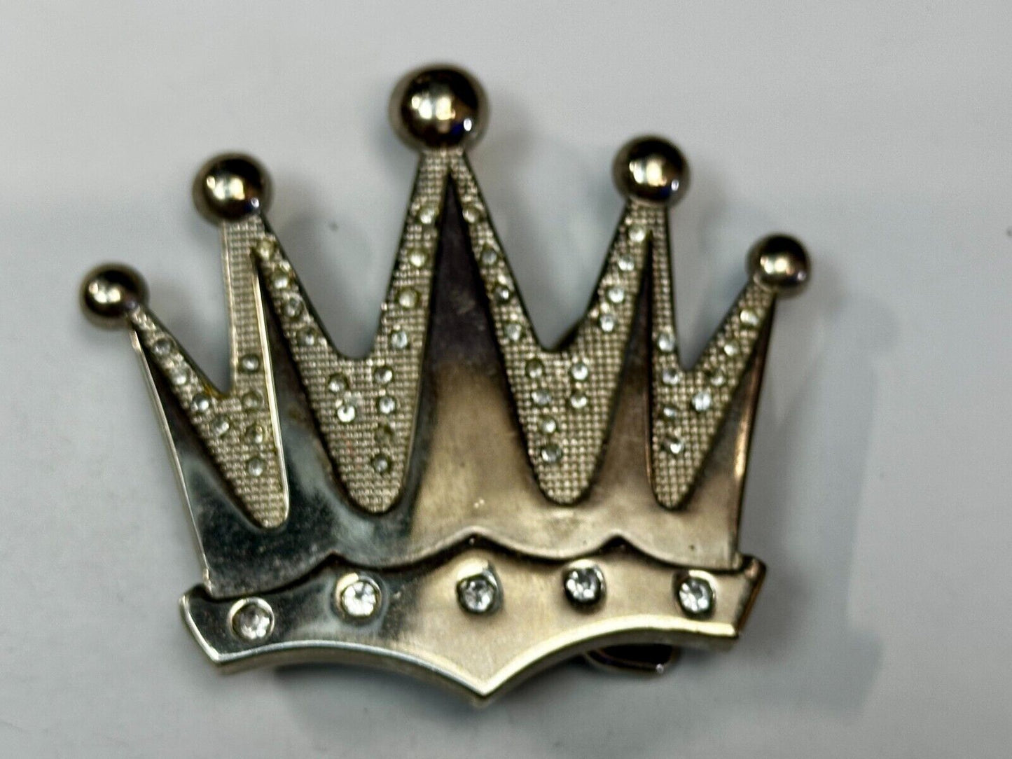 Beautiful Cutout CROWN Five Pointed Figural Rhinestone Accented Belt Buckle