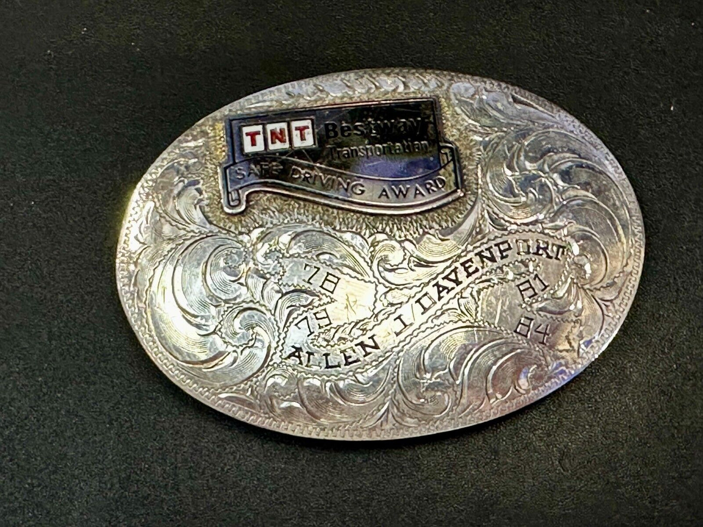 TNT Bestway Transportation Safe Driving Award Belt Buckle by BK Silversmiths