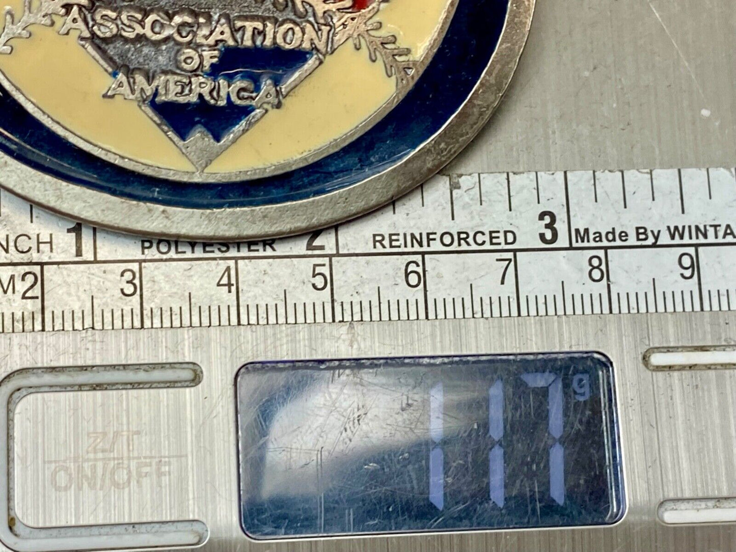 The Amateur Softball Association of America metal round badge -Johnston Badge Co